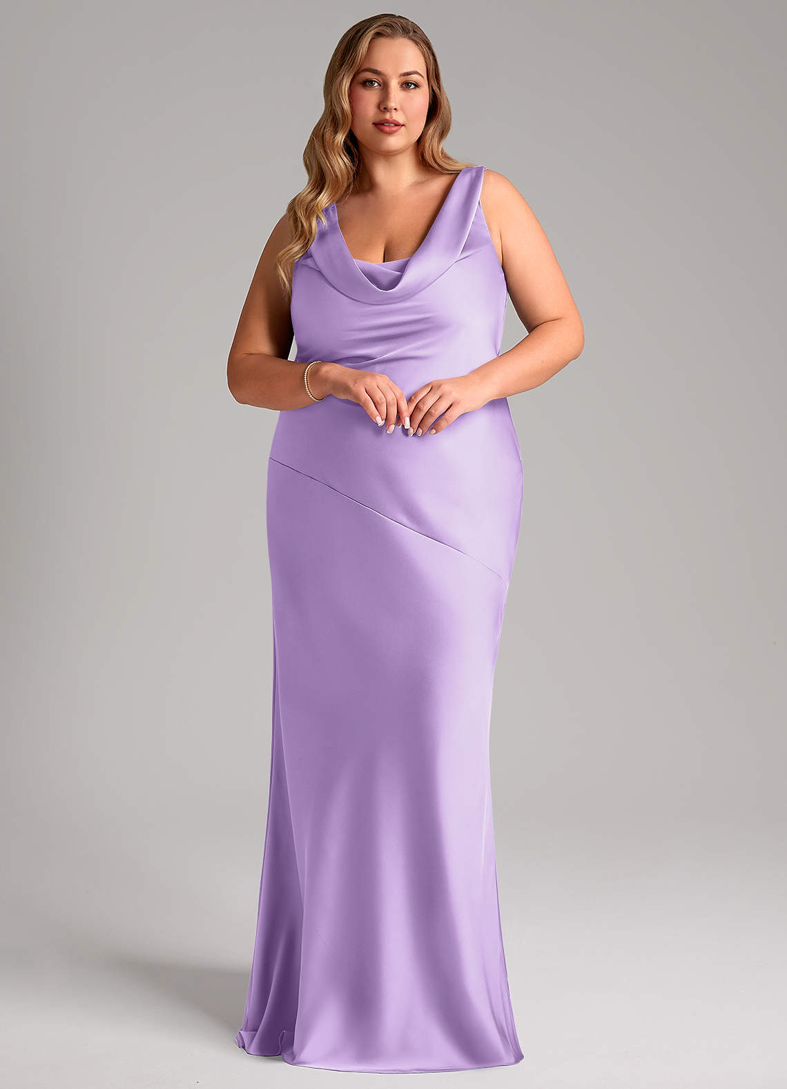 Azazie Rylina Bridesmaid Dresses Lilac Mermaid Stretch Satin Dress image8
