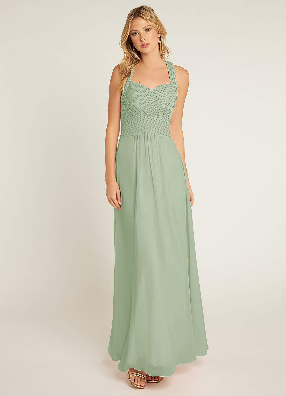 Azazie Claudia At-home Try On Dresses Dusty Rose A-Line Sweetheart Neckline Chiffon Dress image1