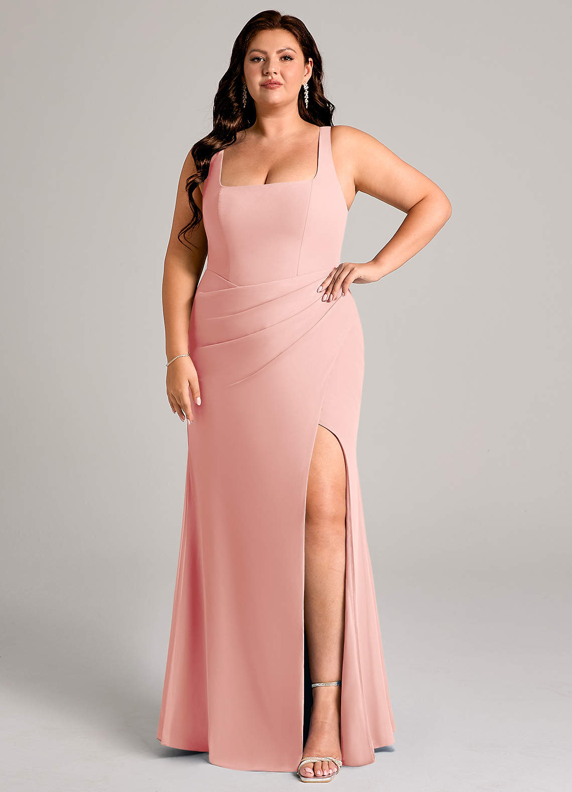 Azazie Mero Brudtärnklänningar Klä av Tubklänning i Chiffong Plisserad Rosett image1