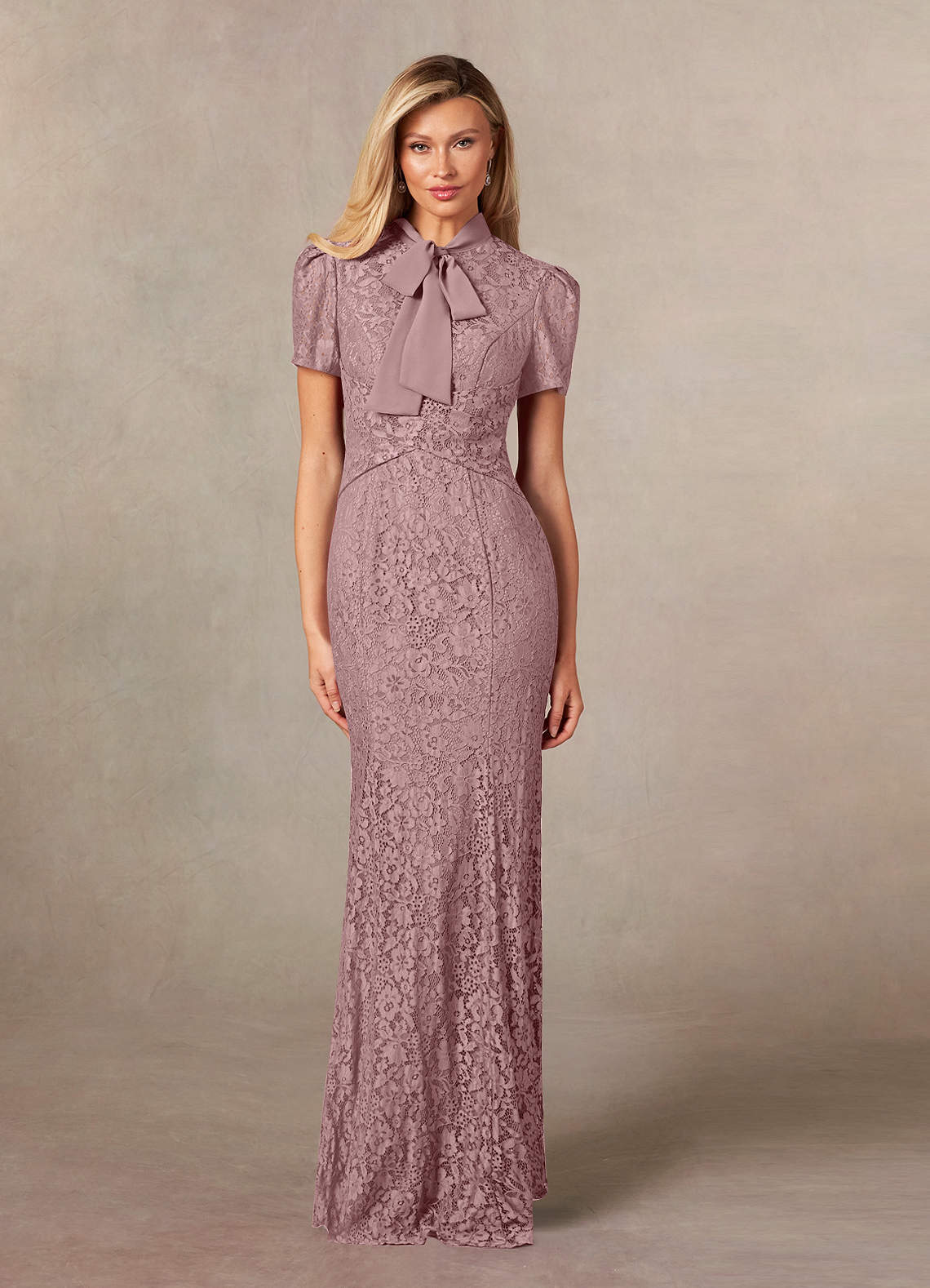 Azazie Carleannia Mère de la mariée Robes Robe Sirène en Mousseline de soie Dentelle Rose Poussiéreuse image1