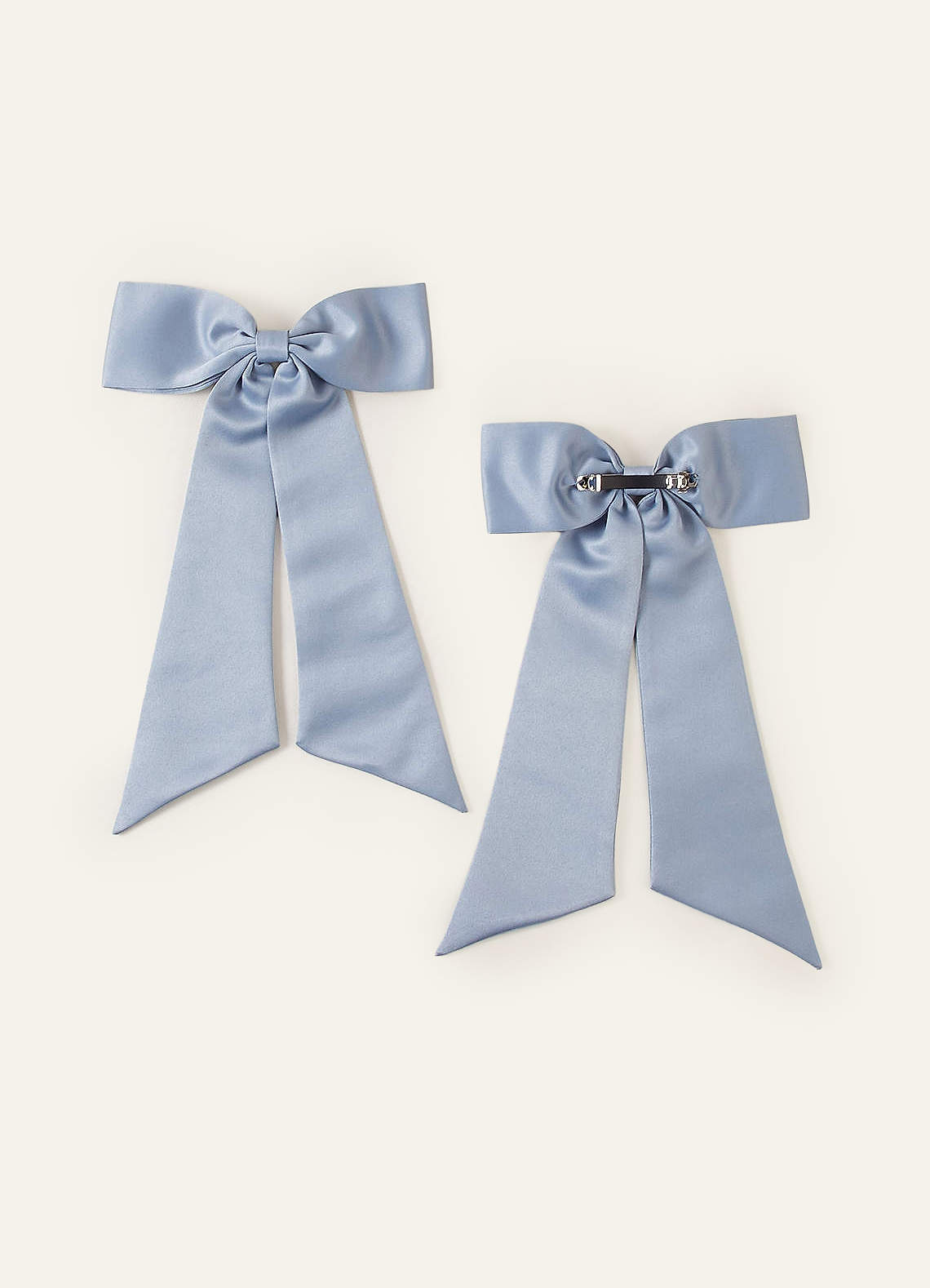 front Matching Color Stretch Satin Bow Hair Clip Set