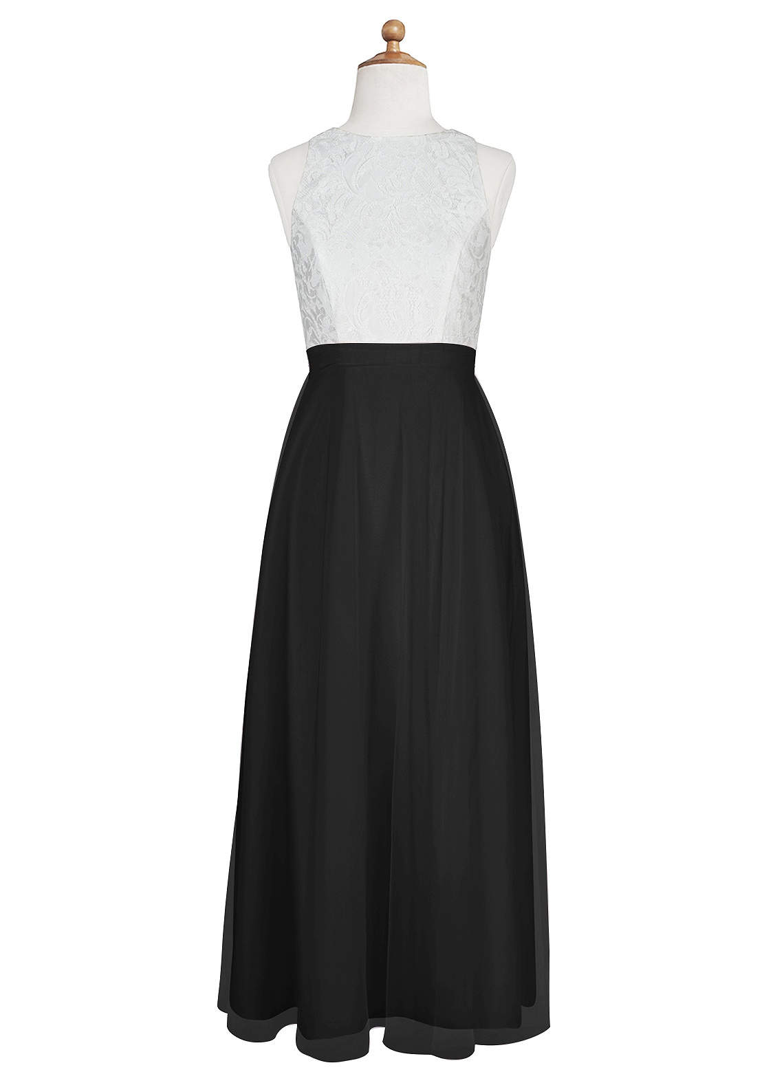 Azazie Albertine Junior Vestido de Negro de Gasa de Corte en A con Encaje image6