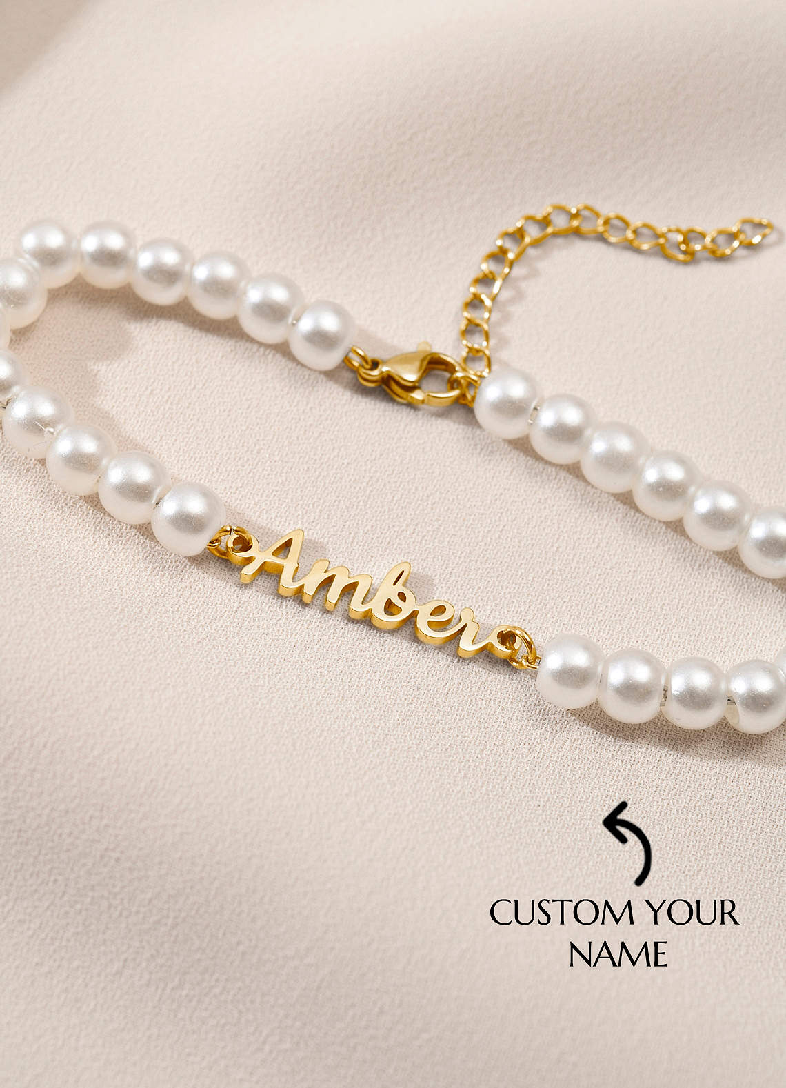 front Personalized Name Pearl Bracelet