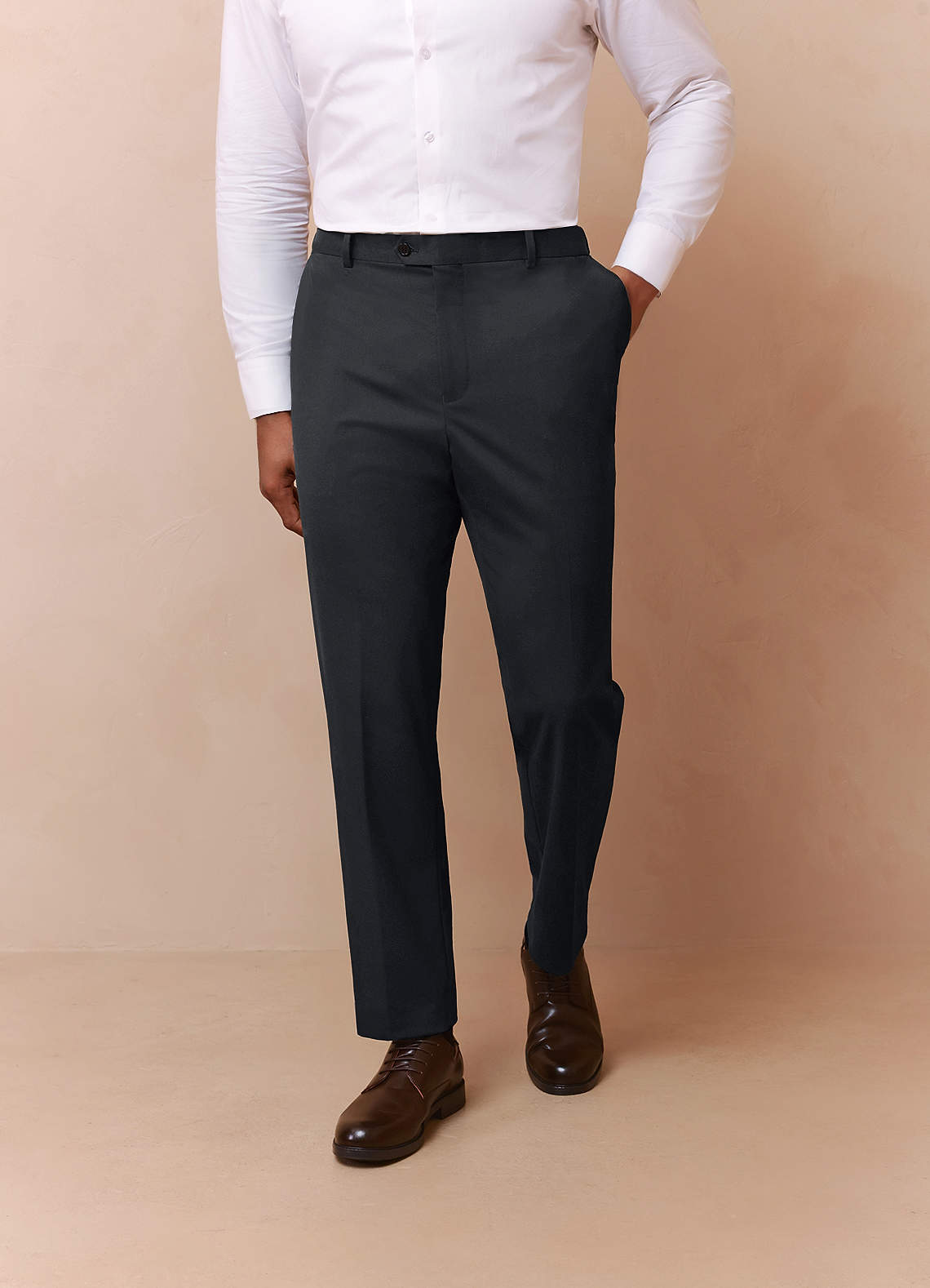 front Savile Charcoal Wool Blend Dress Pants