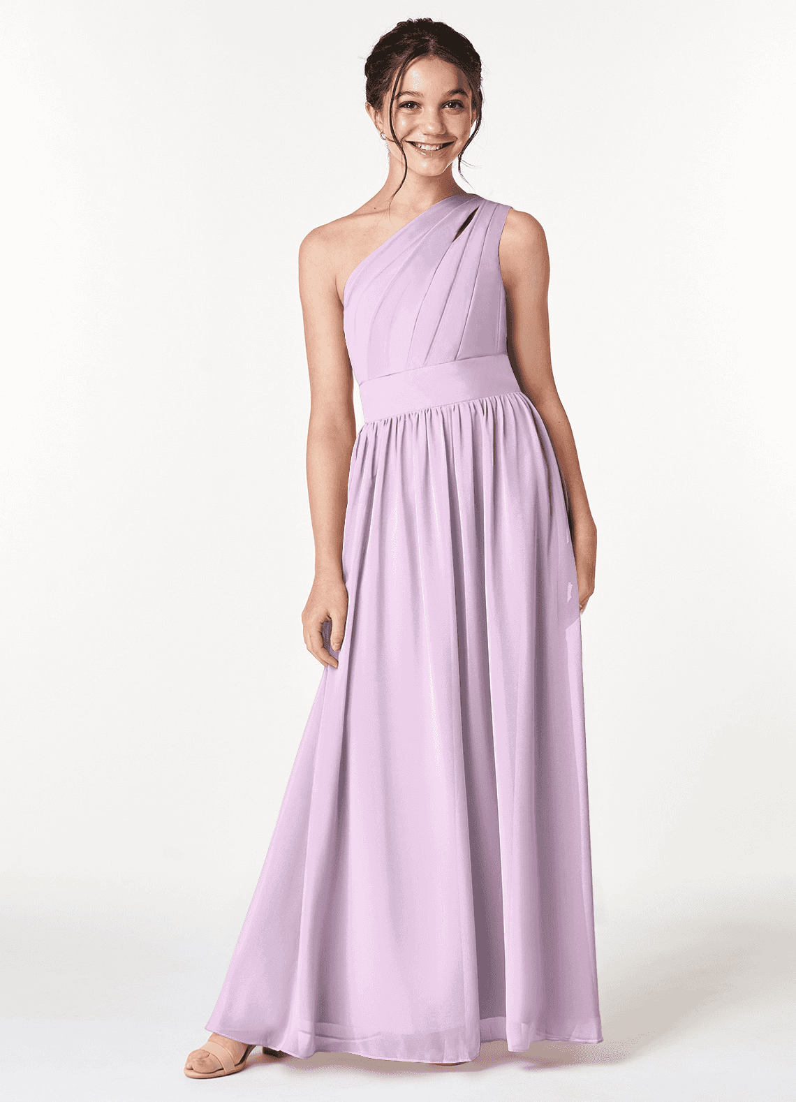 Azazie Molly Junior Amethyst A-Line Pleated Chiffon Dress image1