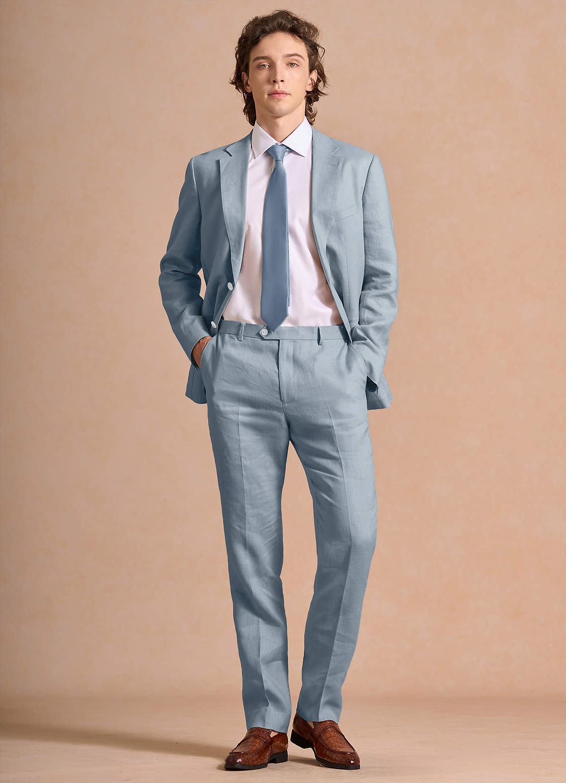 front Harrison Azul Polvoriento Traje 100% lino