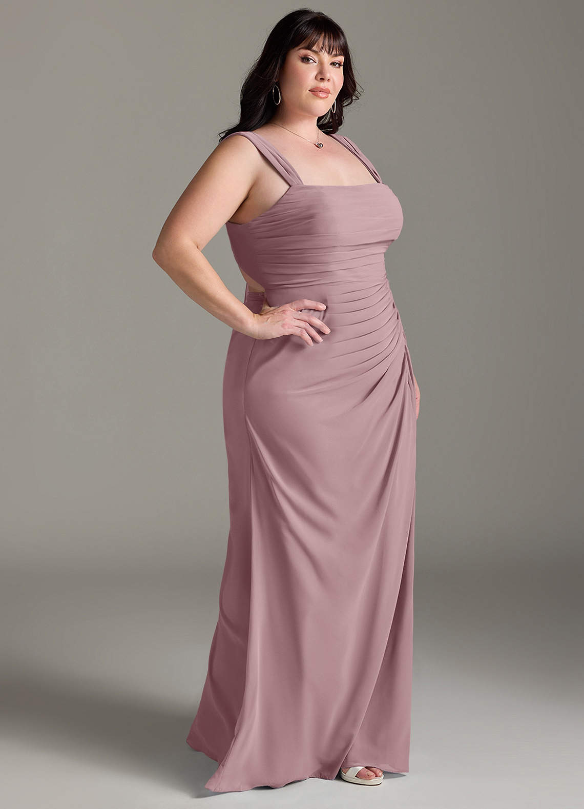 Azazie Jesaphine Bridesmaid Dresses Dusty Rose Sheath Bow Chiffon Dress image9