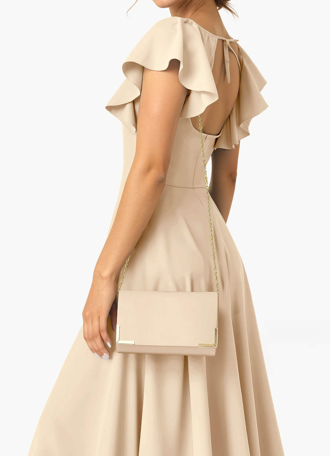 front Matching Color Matte Satin Block Heel Sandals & Envelope Clutch Set