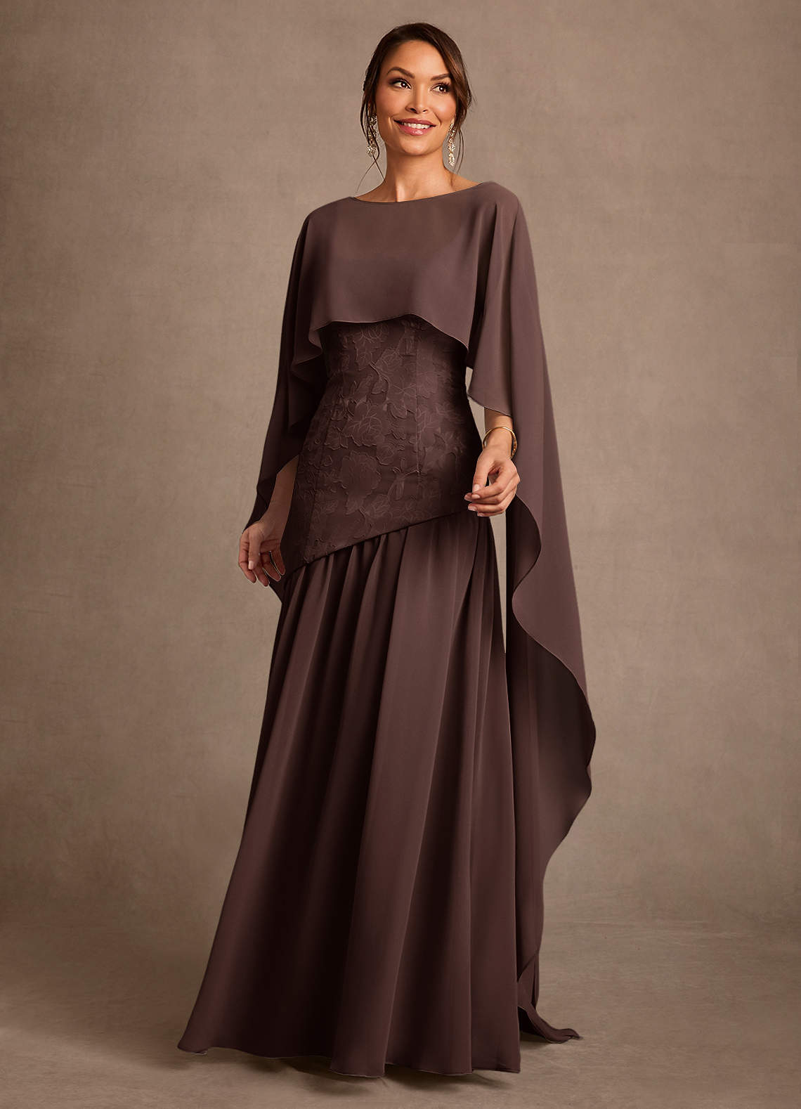Azazie Flossie Mother of the Bride Dresses Ganache A-Line Pleated Chiffon Dress image2