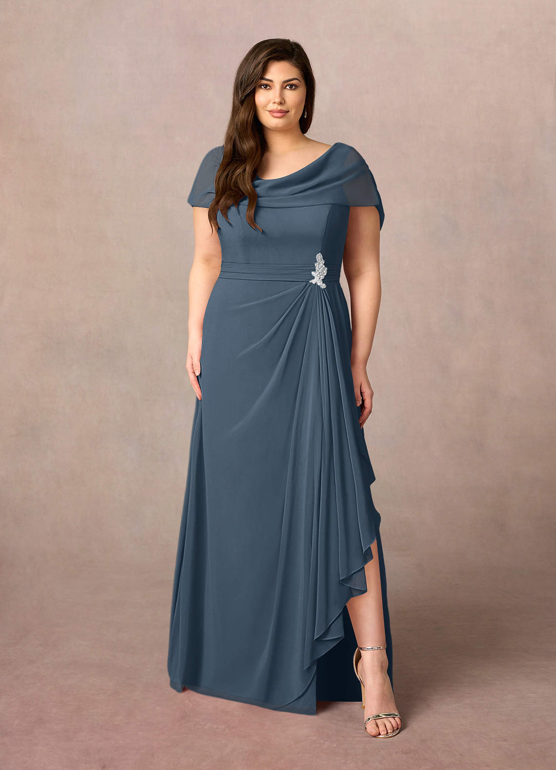 Azazie Mary Mother of the Bride Dresses Neptune A-Line Side Slit Chiffon Dress image1