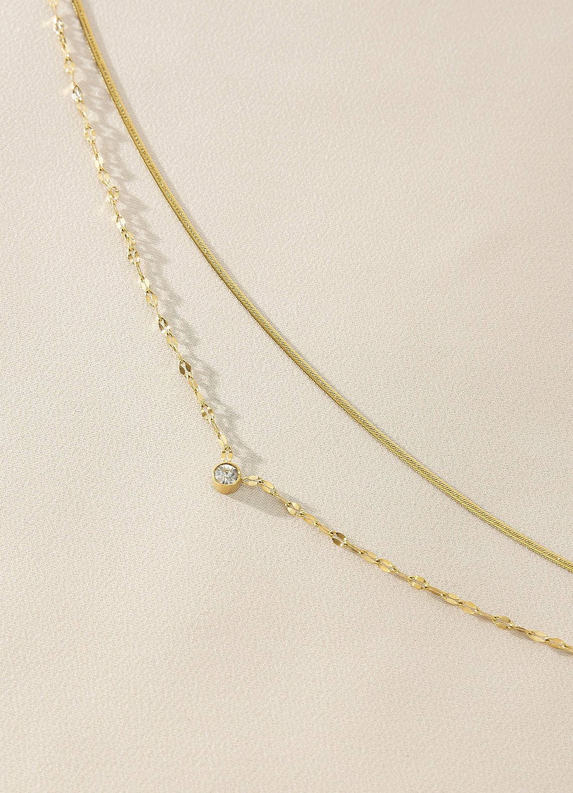 front Bezel Solitaire Layered Necklace