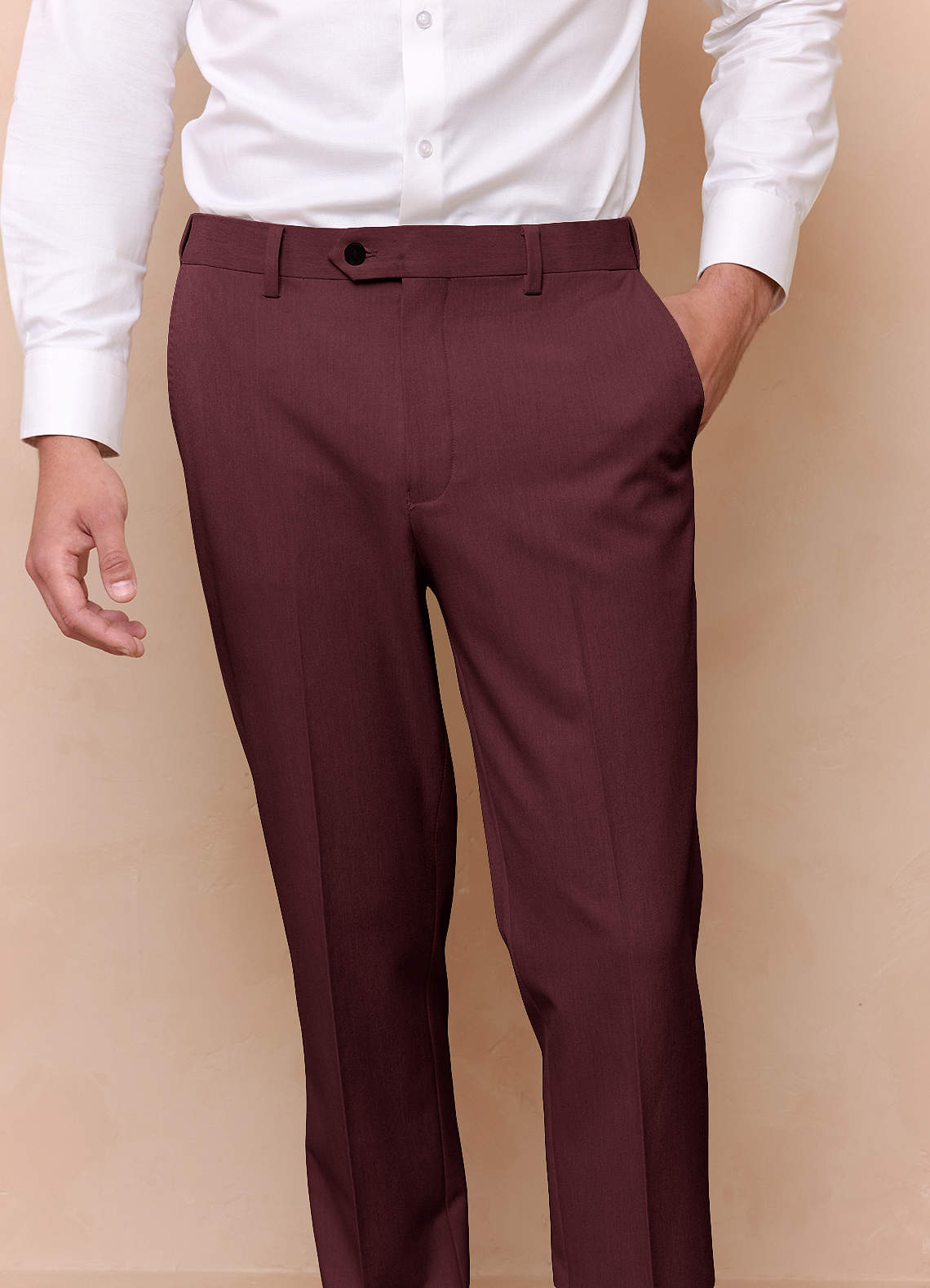 front James Cabernet Structured Stretch Dress Pants