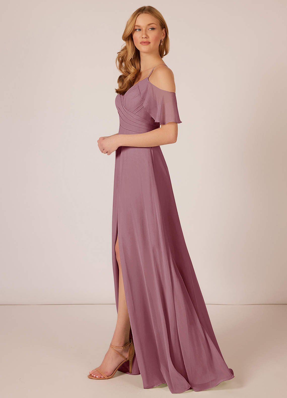 Azazie Dakota Bridesmaid Dresses A-Line V-Neck Pleated Chiffon Floor-Length Dress image1
