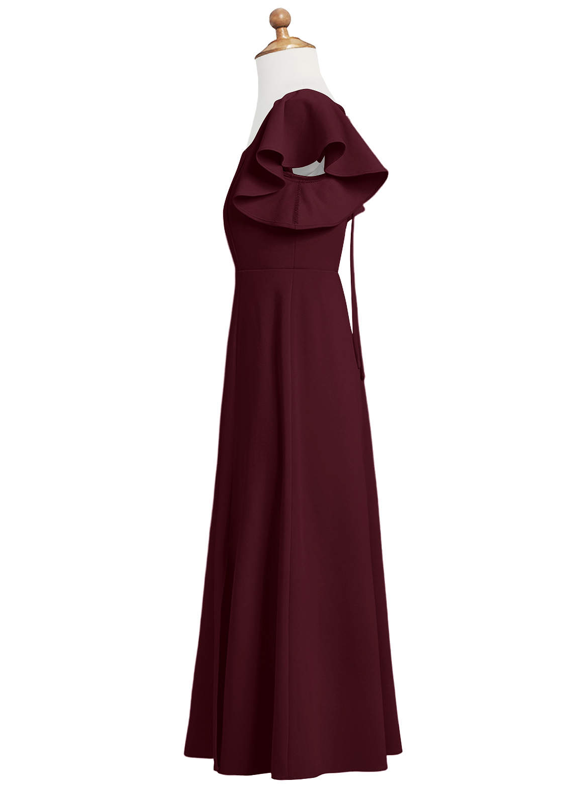 Azazie Bondi Junior Cabernet A-Line Side Slit Stretch Crepe Dress image2