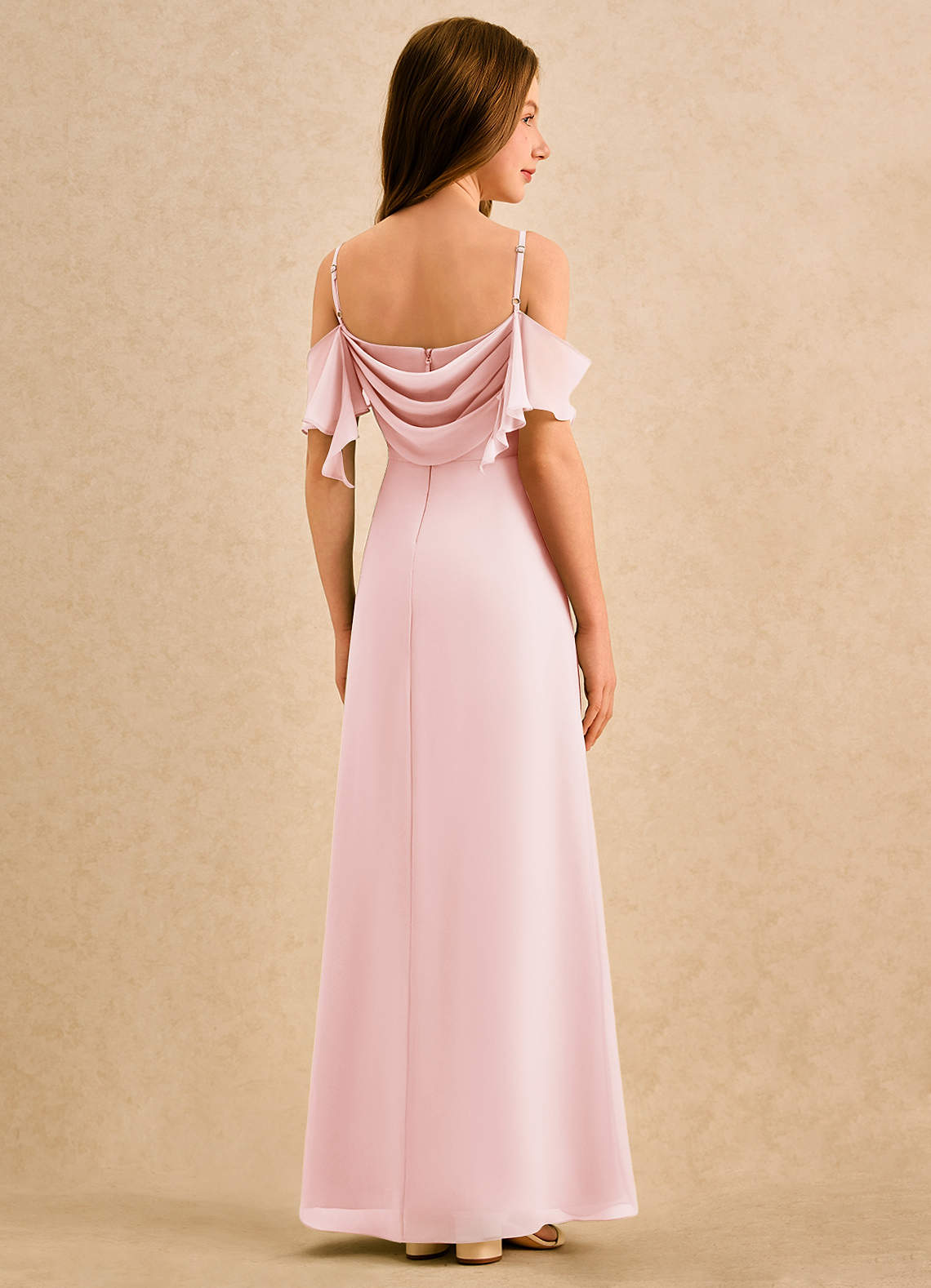 Azazie Pippy Girls Formal Sukienki dla dziewczynek sypiących kwiaty Linia A Dekolt w kształcie serca Szyfon Długość podłogi Sukienka image5