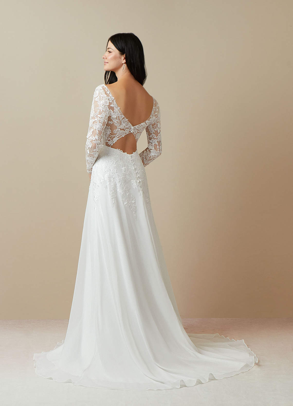 Azazie Fleur Wedding Dresses Diamond White Champagne A-Line Sequins Chiffon Dress image3