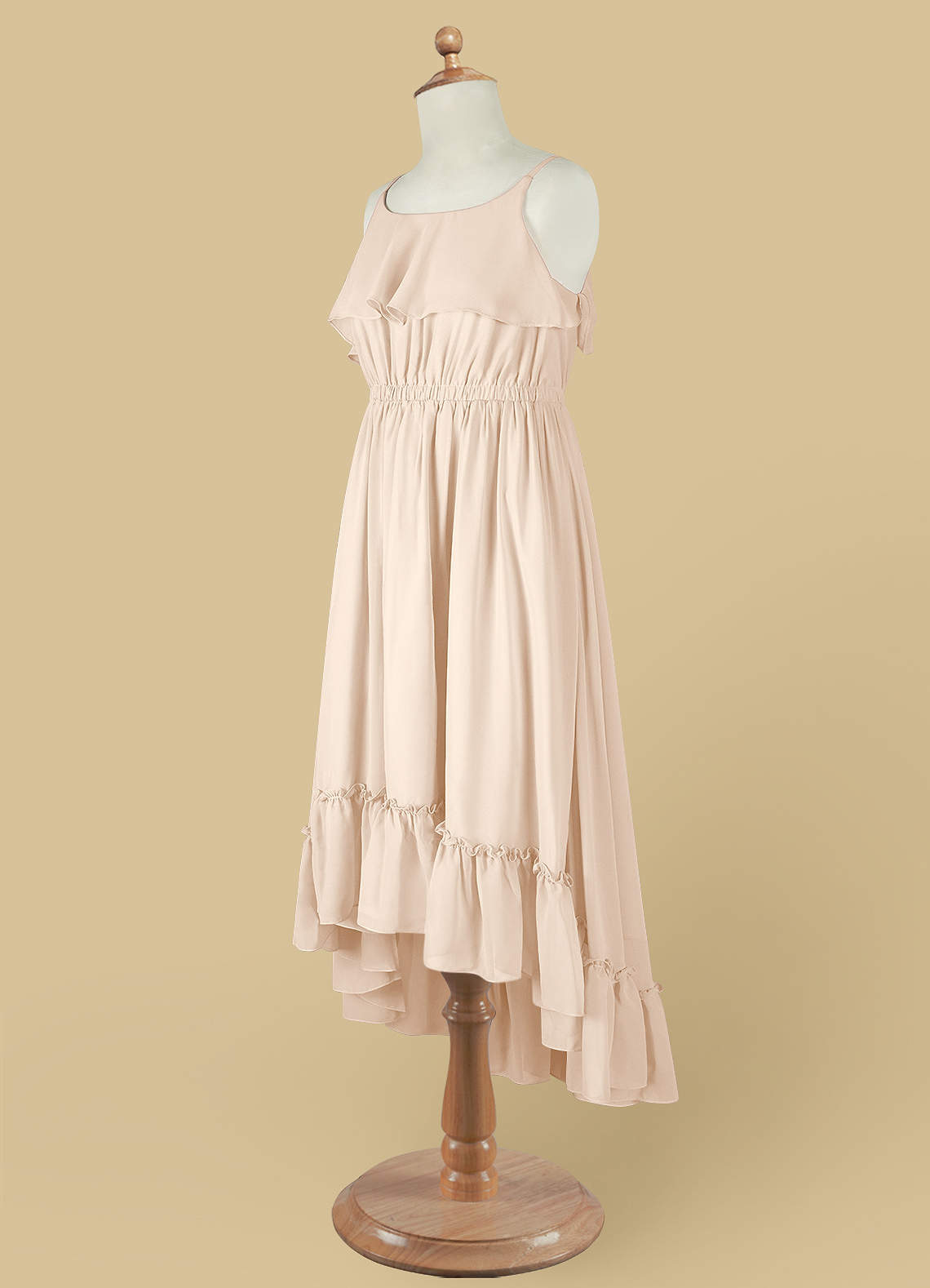 A-Line Ruched Chiffon Asymmetrical Dress Taupe
