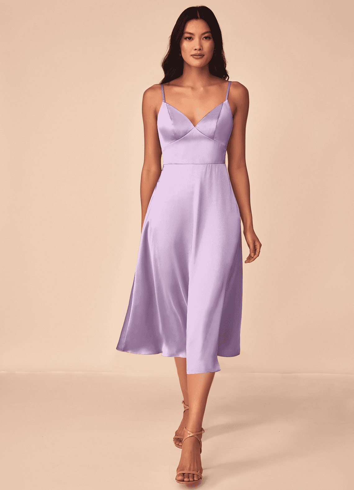 Azazie Dottie Ready to Ship Frosted Lilac Stretch Satin Bridesmaid Dresses  | Azazie