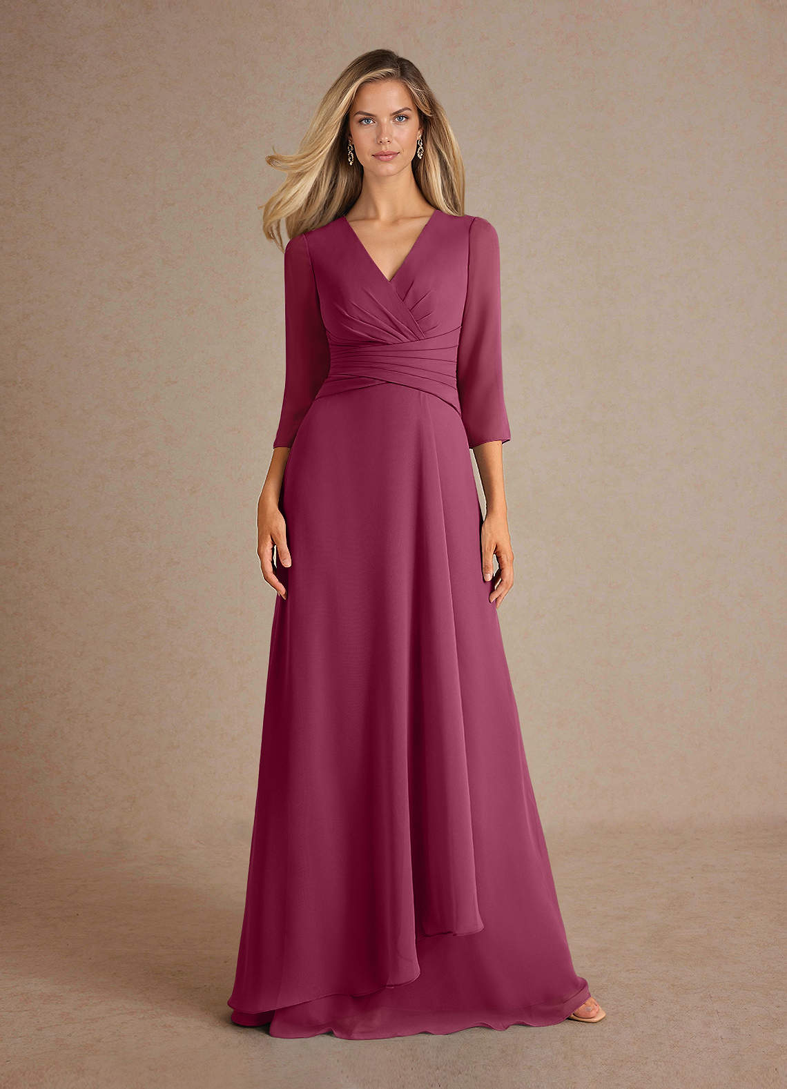 Azazie Mayfield Abiti per la Madre della Sposa Abito A-Line in Chiffon Plissettato Gelso image5