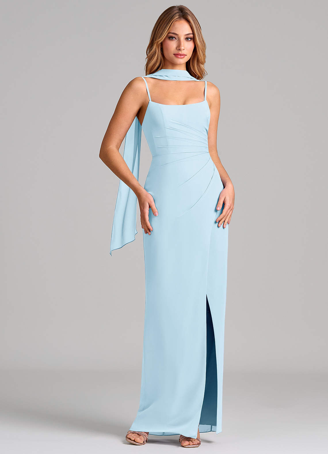 strapless open back dress Nalani Pleated Midi Dress in Navy