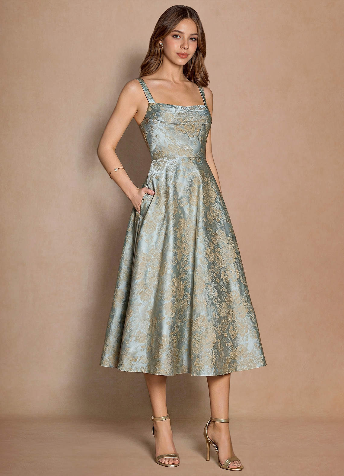Melusine Vintage Blue Midi Dress | Azazie