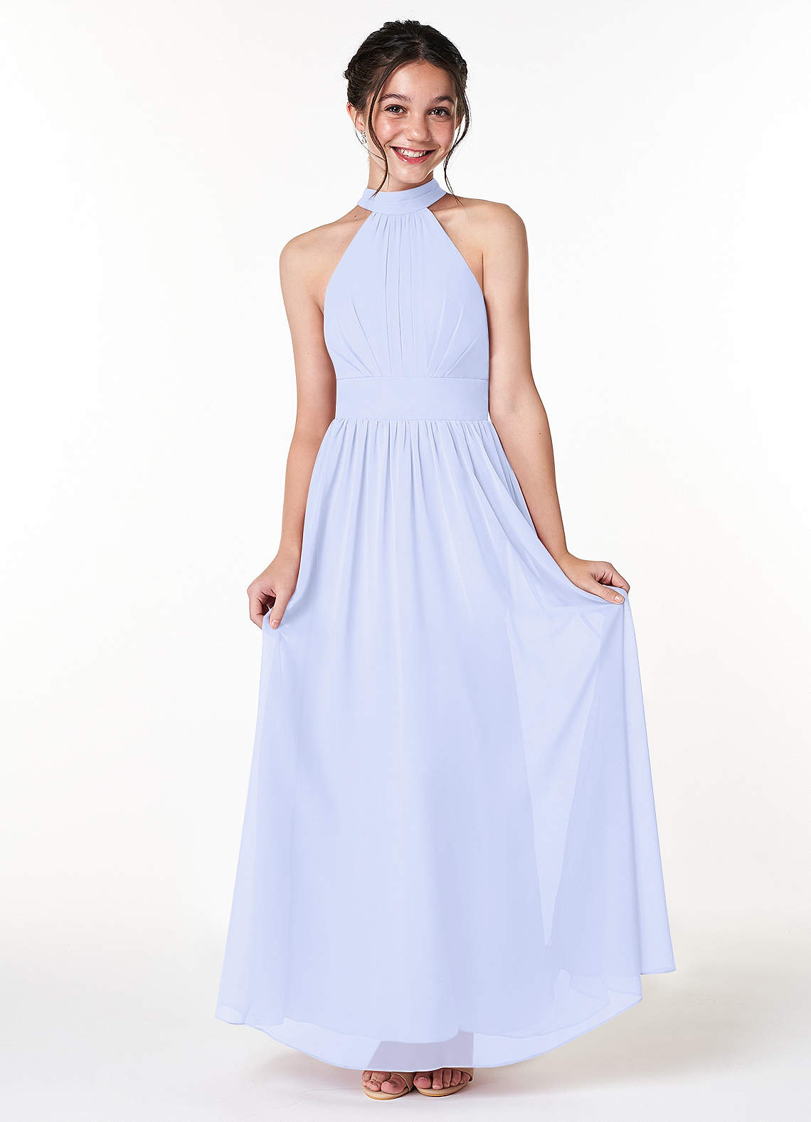 Azazie Iman Junior Lavender A-Line Pleated Chiffon Dress image1