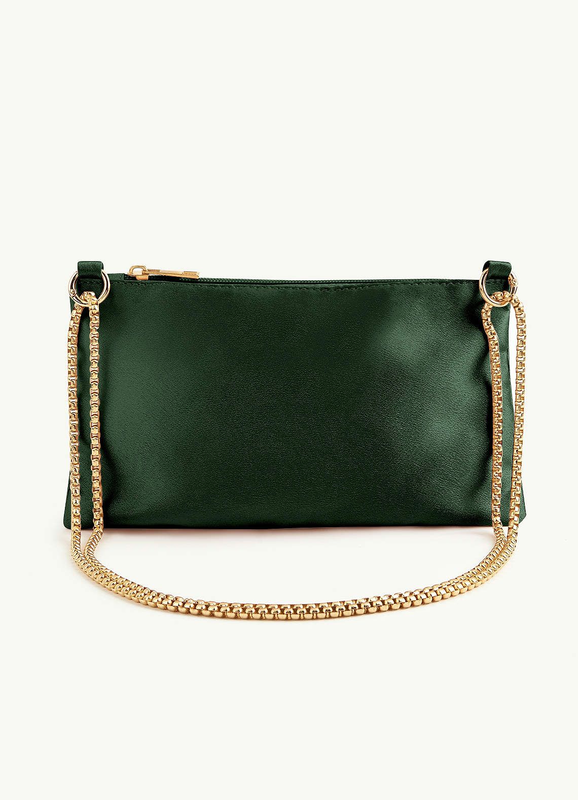 front Matching Color Metallic Satin Adjustable Shoulder Bag