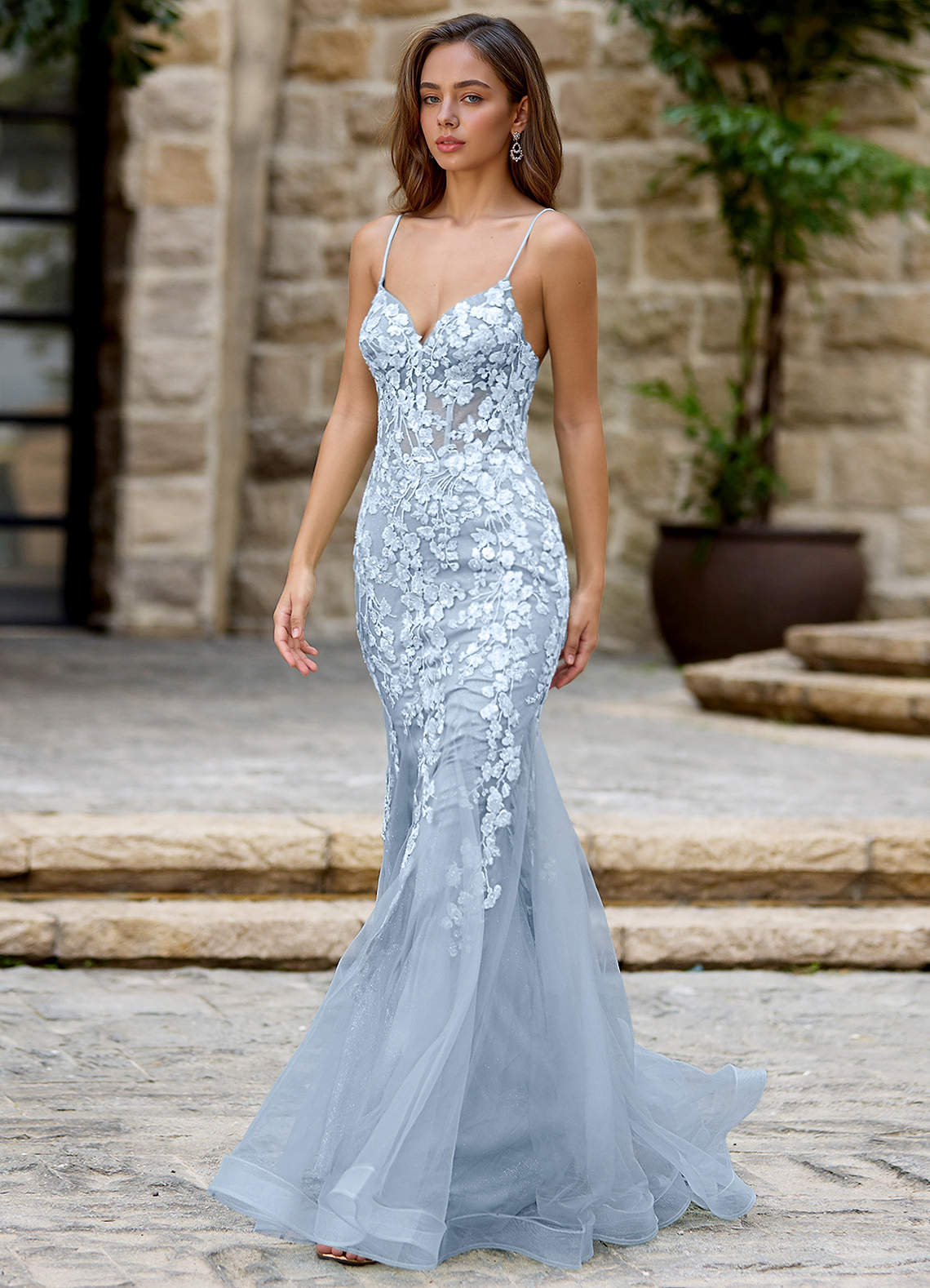 sachin and babi light blue dress White sweetheart A line tulle long prom dress white formal dress – shdress