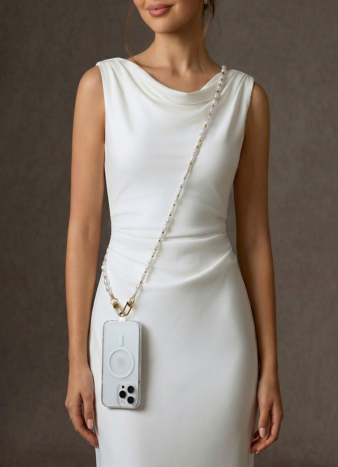 front Pearl Bag Strap Charm Elegant Layered Design Phone Chain