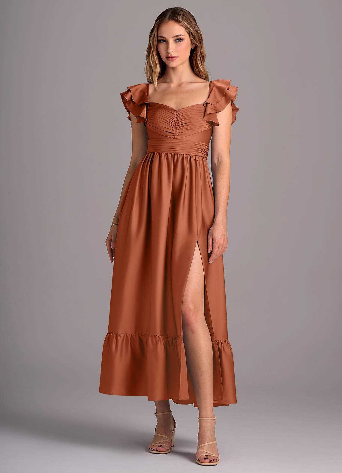 Azazie Anaya Bridesmaid Dresses Cedar Rose A-Line Sweetheart Neckline Stretch Satin Convertible Dress image1