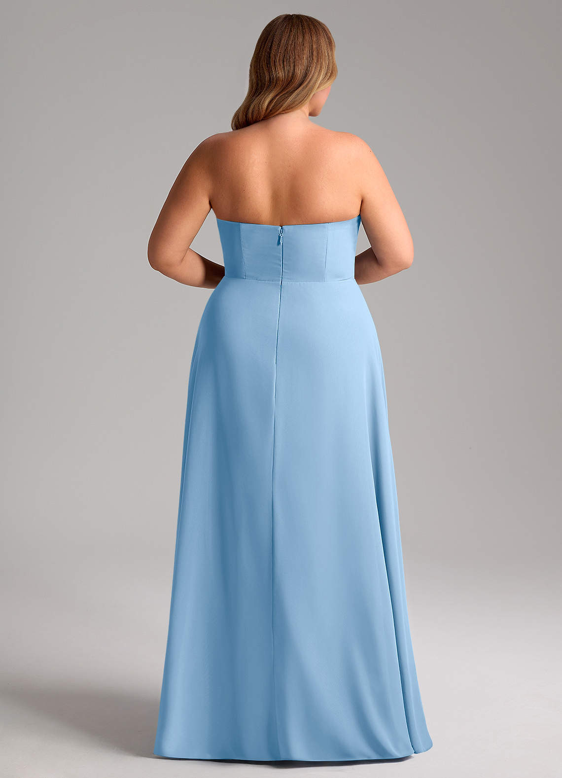 Azazie Wren Bridesmaid Dresses Powder Blue A-Line Side Slit Chiffon Convertible Dress image14