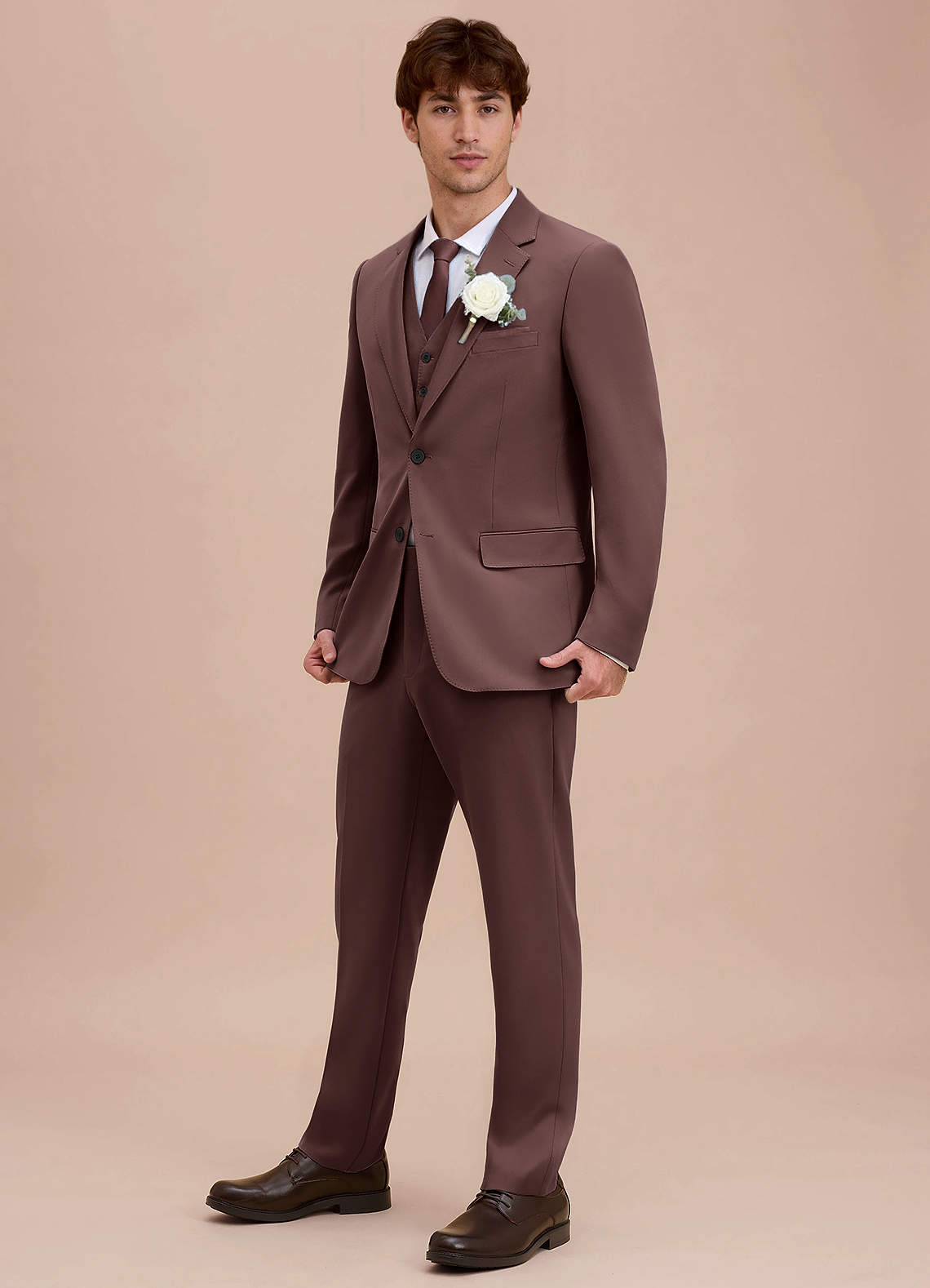front Ethan Espresso Refined Weave Suit Jacket