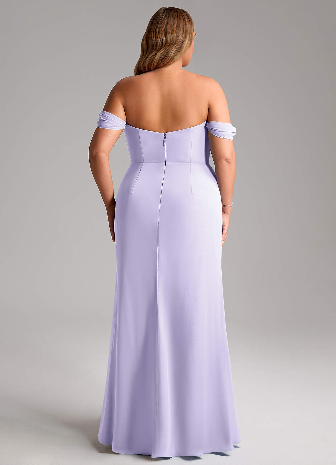 Azazie Saige Vestidos de damas de honor Vestido de Lila de Gasa de Corte en A Convertible con Vestidos sin tirantes image14