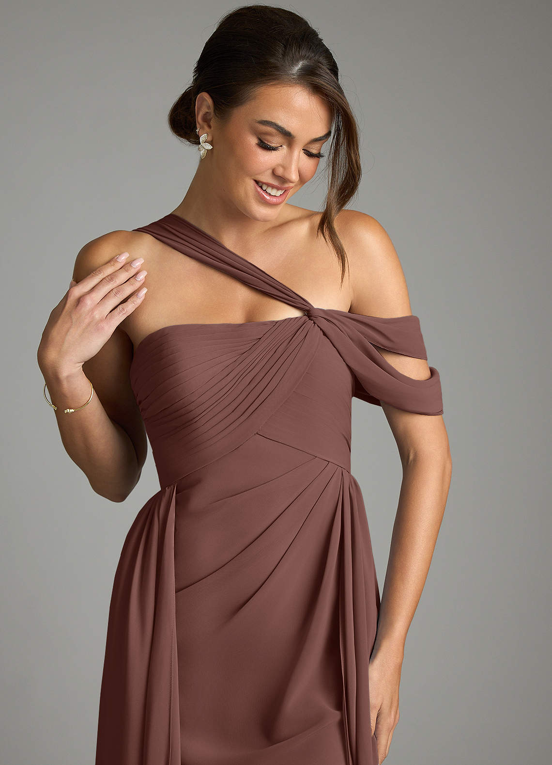 Azazie Kassandra Ready to Ship Espresso Chiffon Bridesmaid Dresses