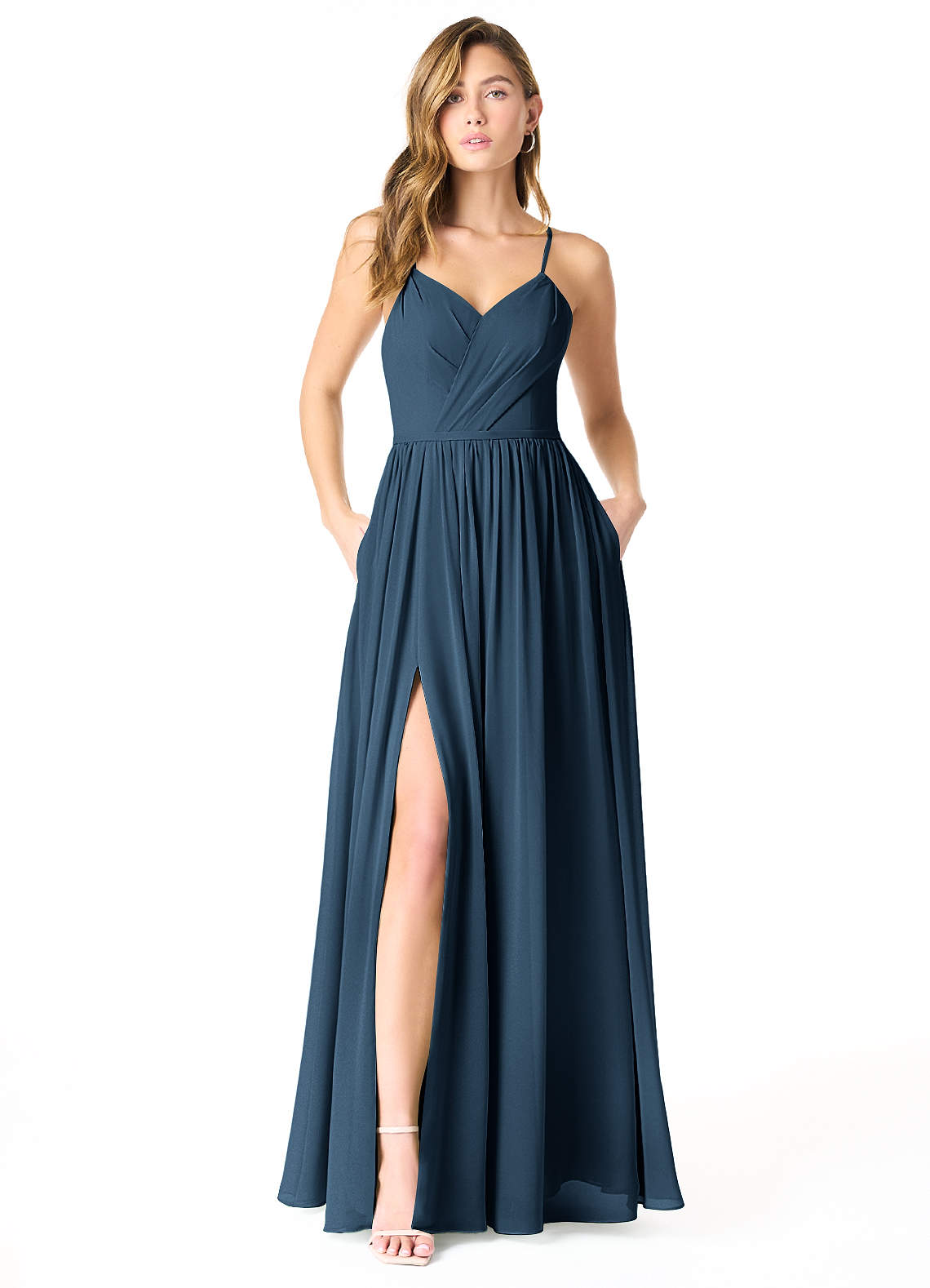 azazie cora bridesmaid dress A-Line V-Neck Floor-Length Chiffon Dresses Color:Gold on BLUE (MALE) Available in Plus Size collection-white-dresses Classic Wedge Salad with