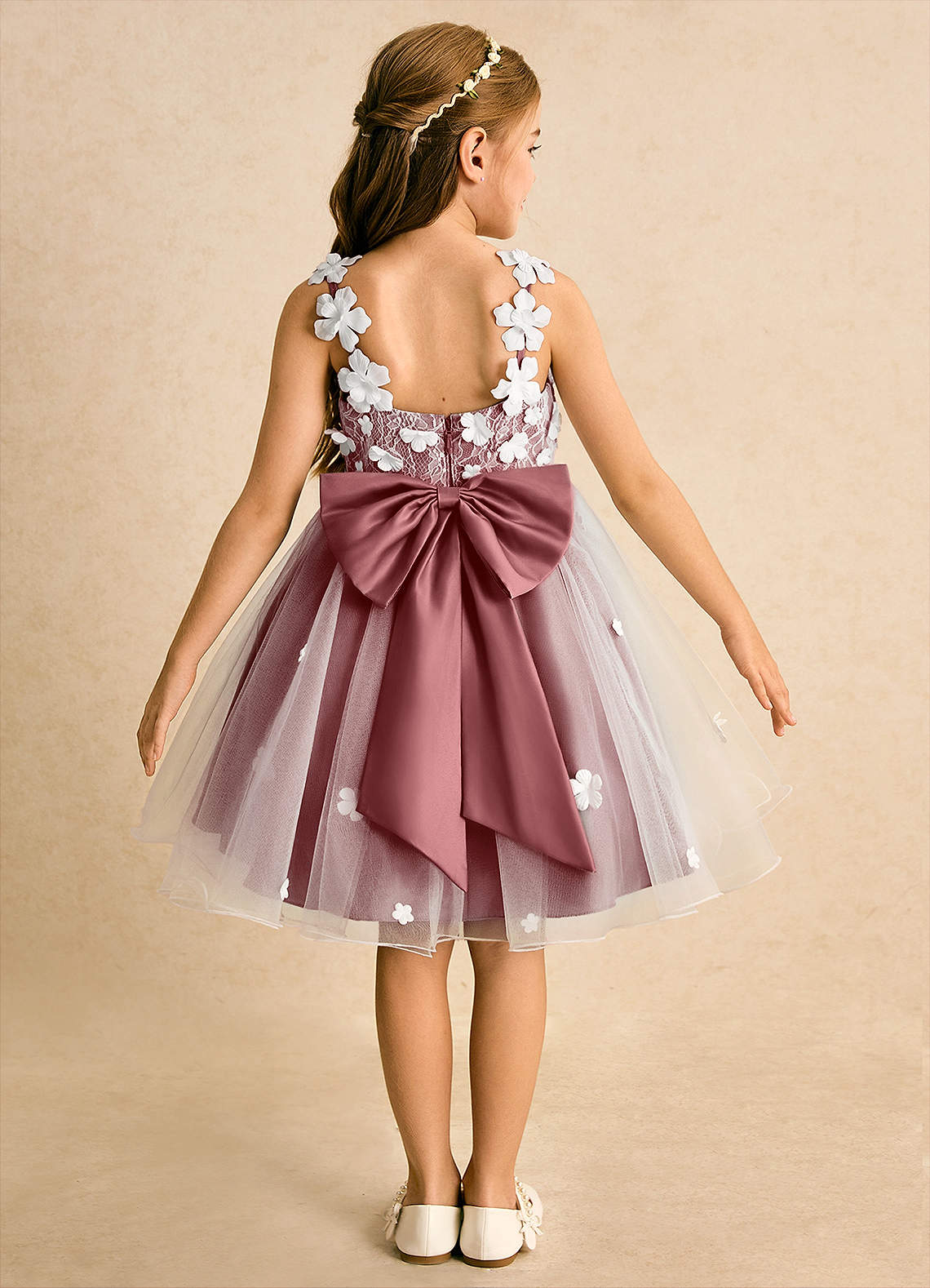 Azazie Junebug Flower Girl Dresses Ivory Amethyst Ball-Gown Lace Tulle Dress image1