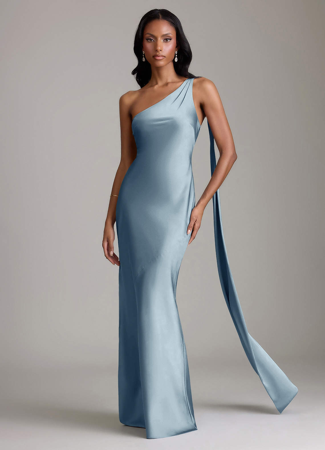 fitted lace wedding dress Mismatched Dusty-Blue Sexy Side Slit Mermaid Soft Satin Long Bridesmaid  Dresses Online