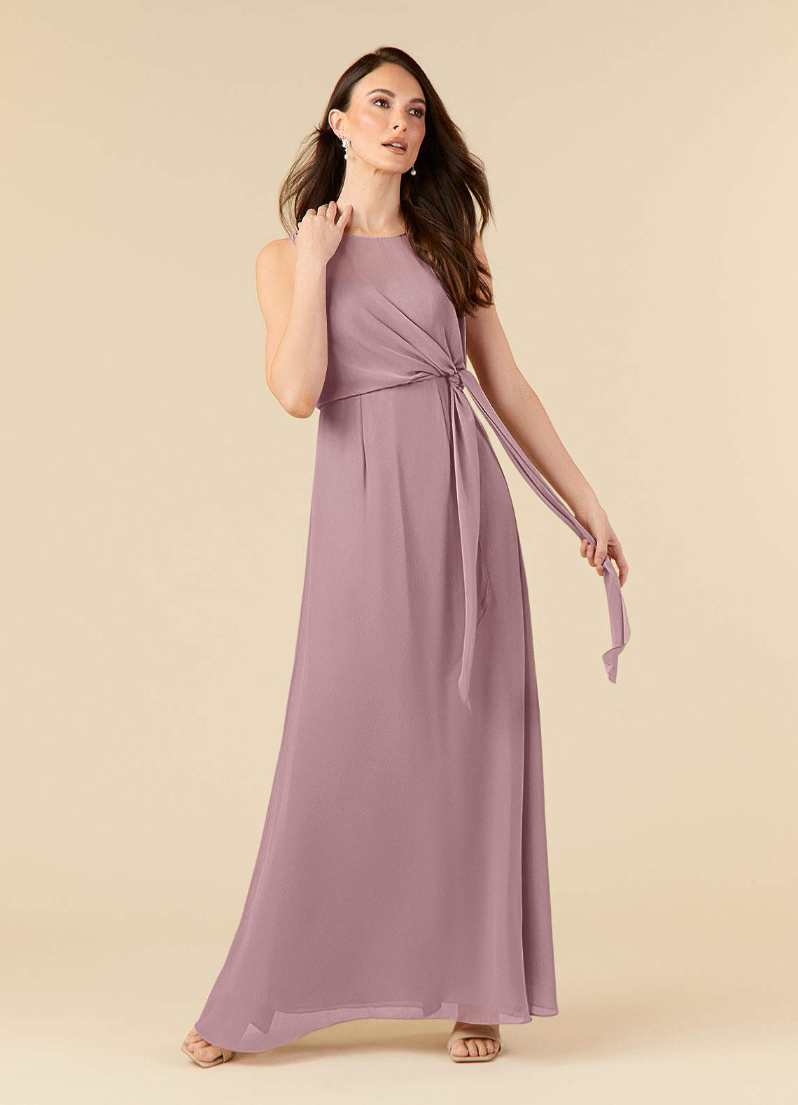 Azazie Marchioness Mère de la mariée Robes Robe Trapèze en Mousseline de soie Plébiscitée Rose Poussiéreuse image1