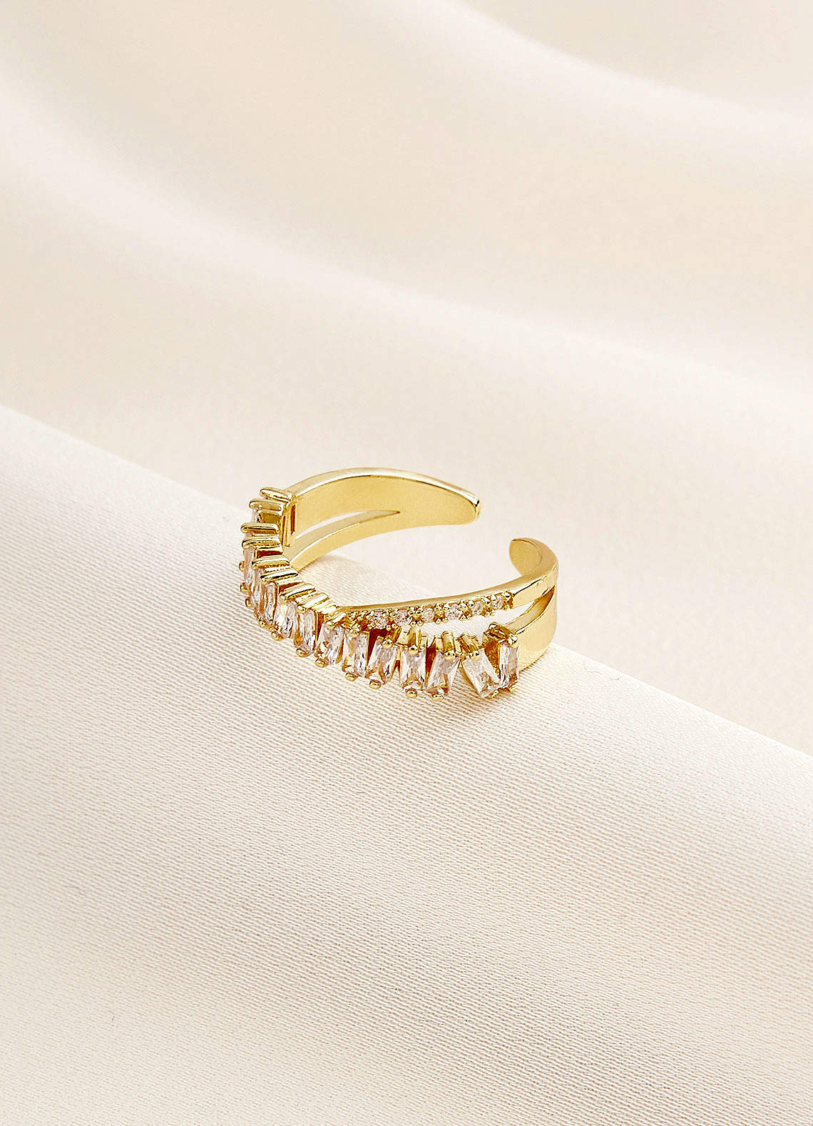 front Crystal Duo Interlocking Ring