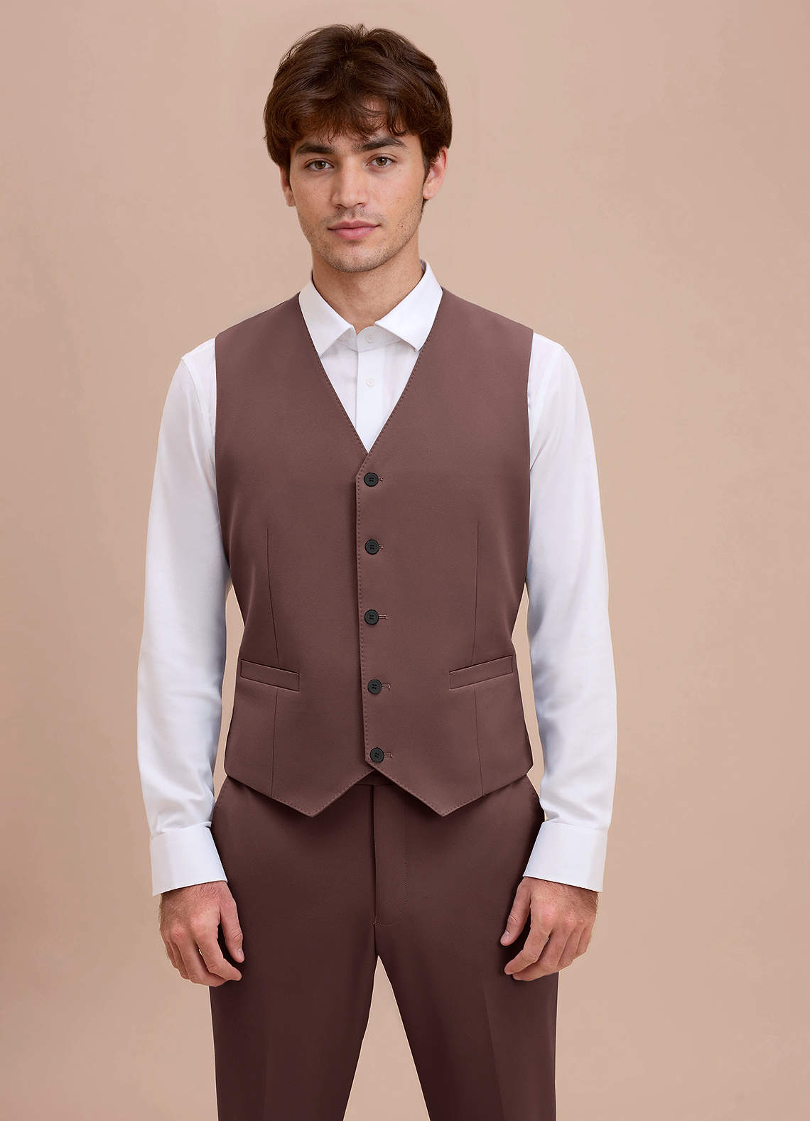 front Ethan Espresso Refined Weave Suit Vest