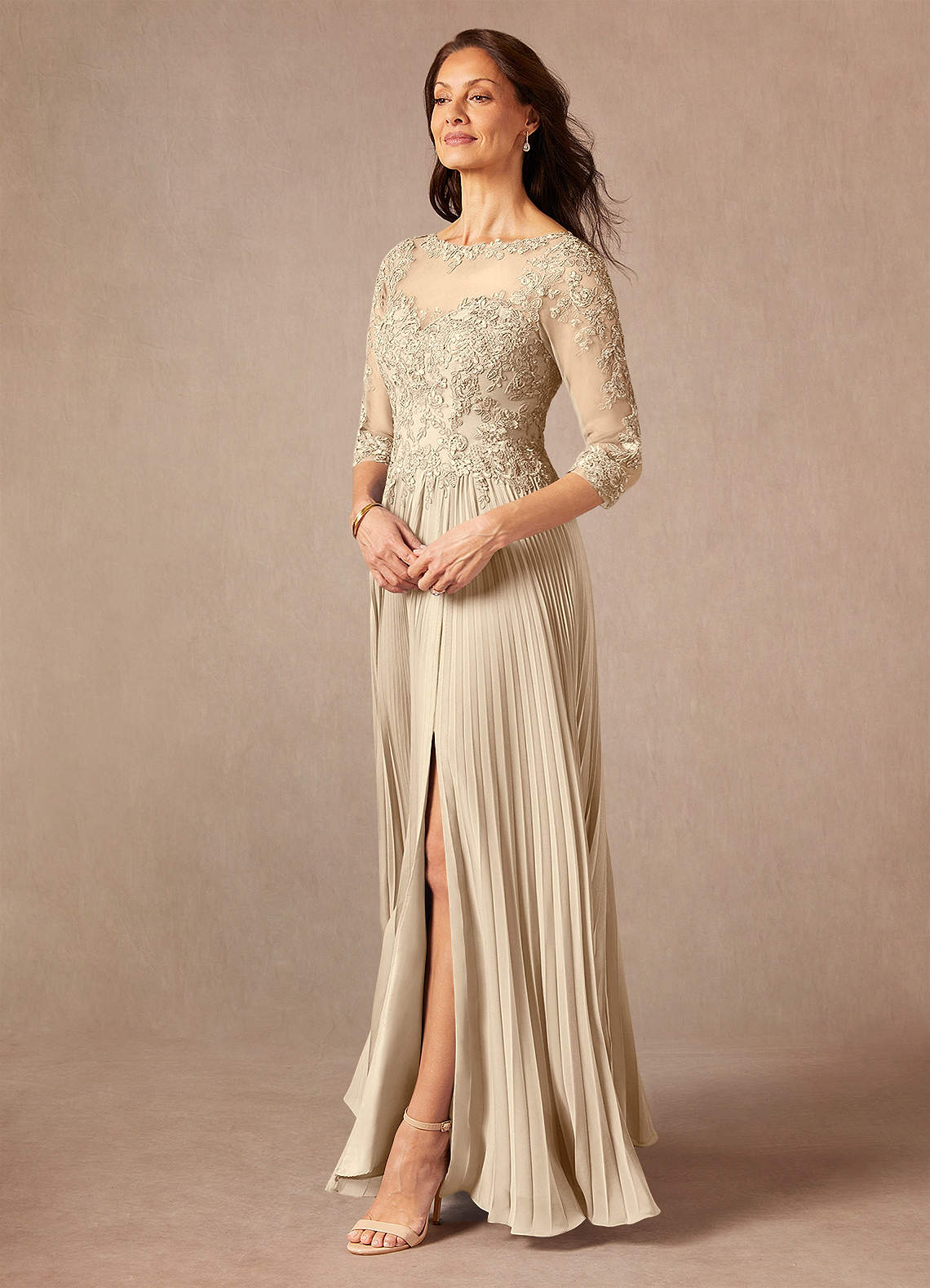 slim fit dress slacks GLS GL3796 Long Mother of The Bride Dress A Line Beaded Sequin Dress main image 1