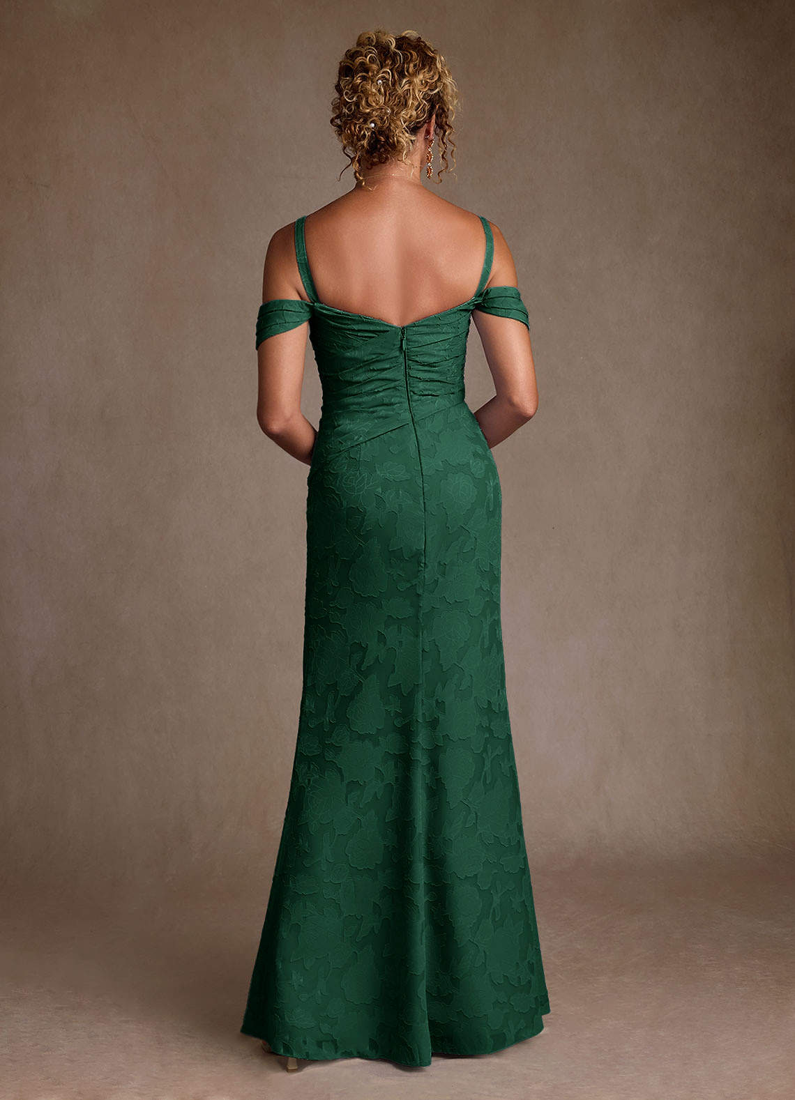 green emerald velvet dress Vintage 1958 Irene Lentz Couture Teal Green Draped Silk Grecian Goddess Gown main image 1