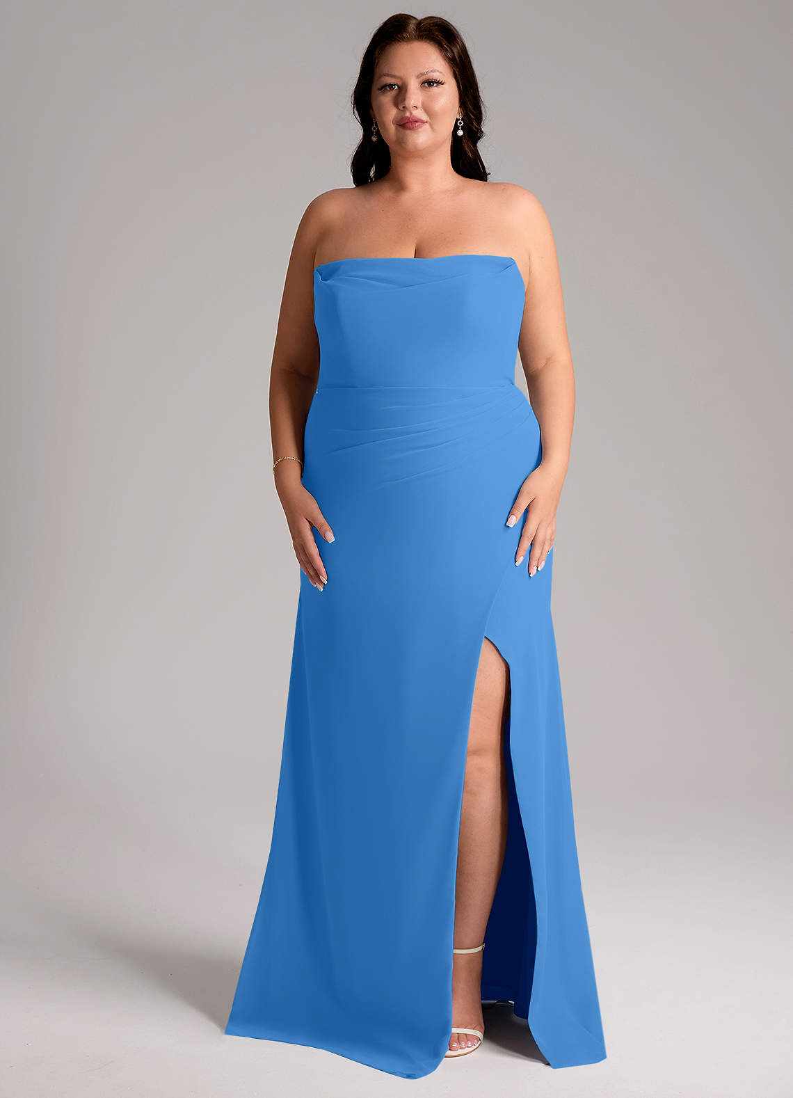 Azazie Leonis Blue Jay Chiffon Bridesmaid Dresses | Azazie