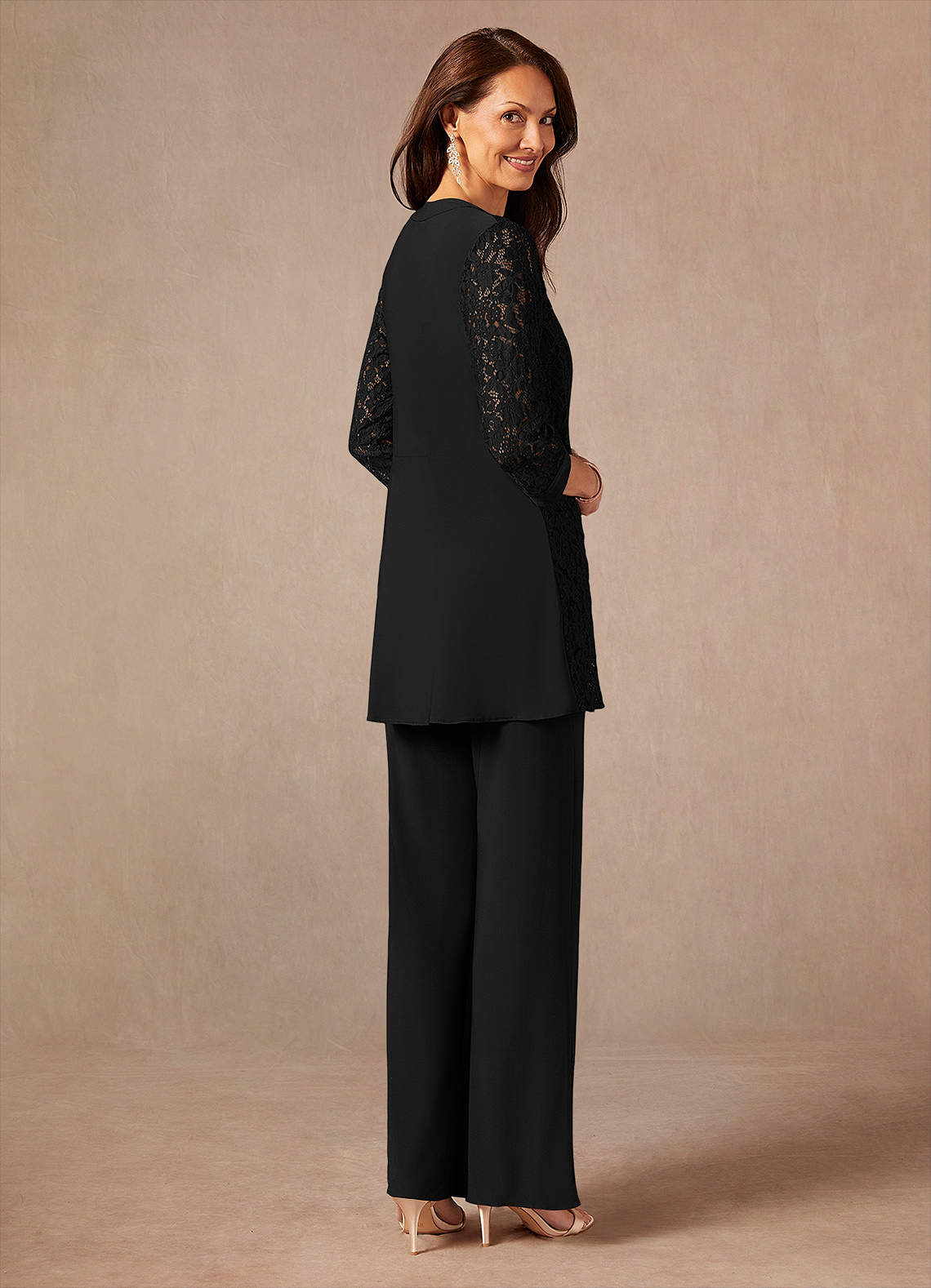 Azazie Mamrie At-home Try On Dresses Black Jumpsuit/Pantsuit Lace Dress image3