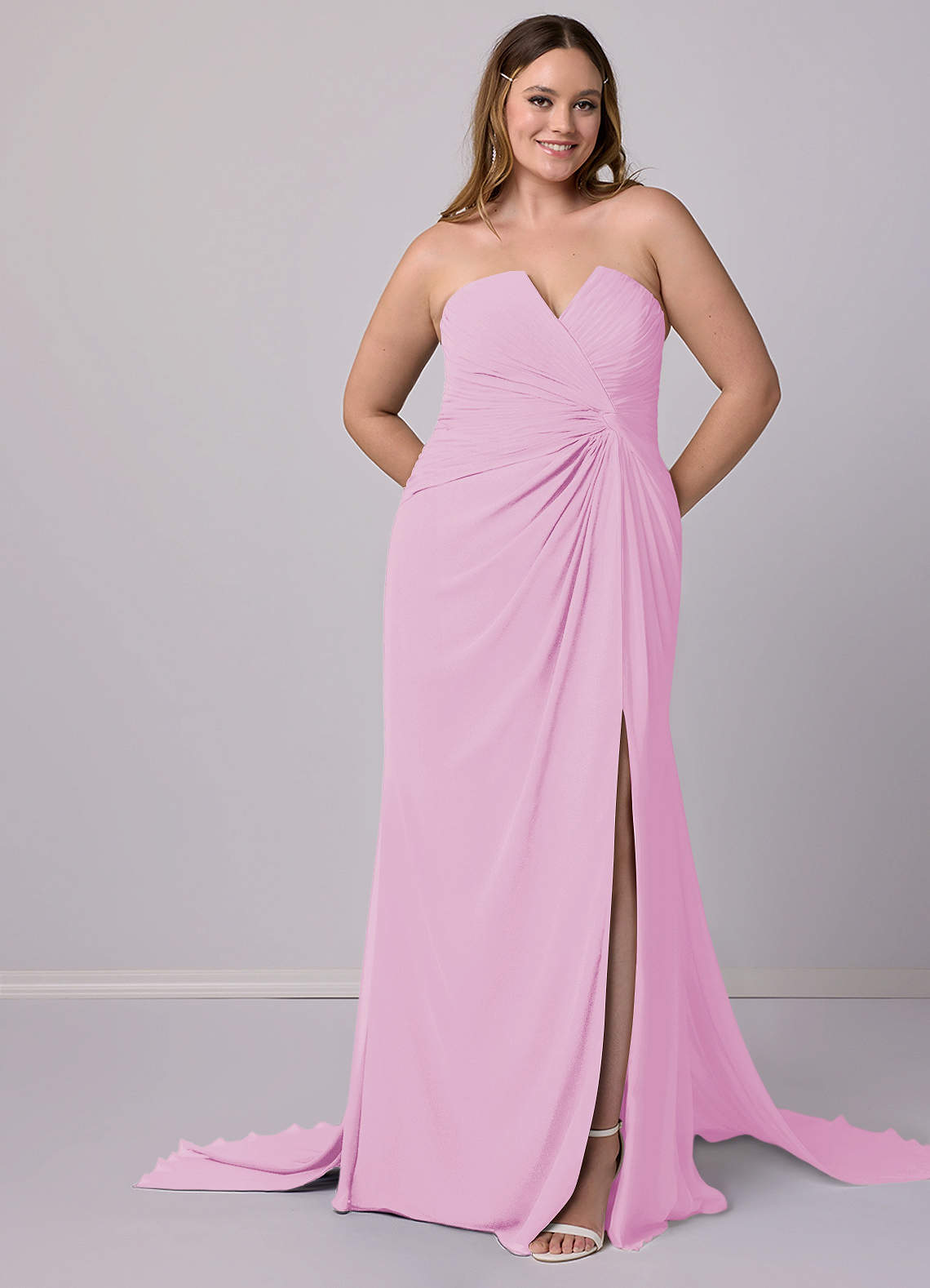 Barbie ♥ Azazie Bridesmaid Dresses Mermaid Strapless Chiffon Court Train Dress image9