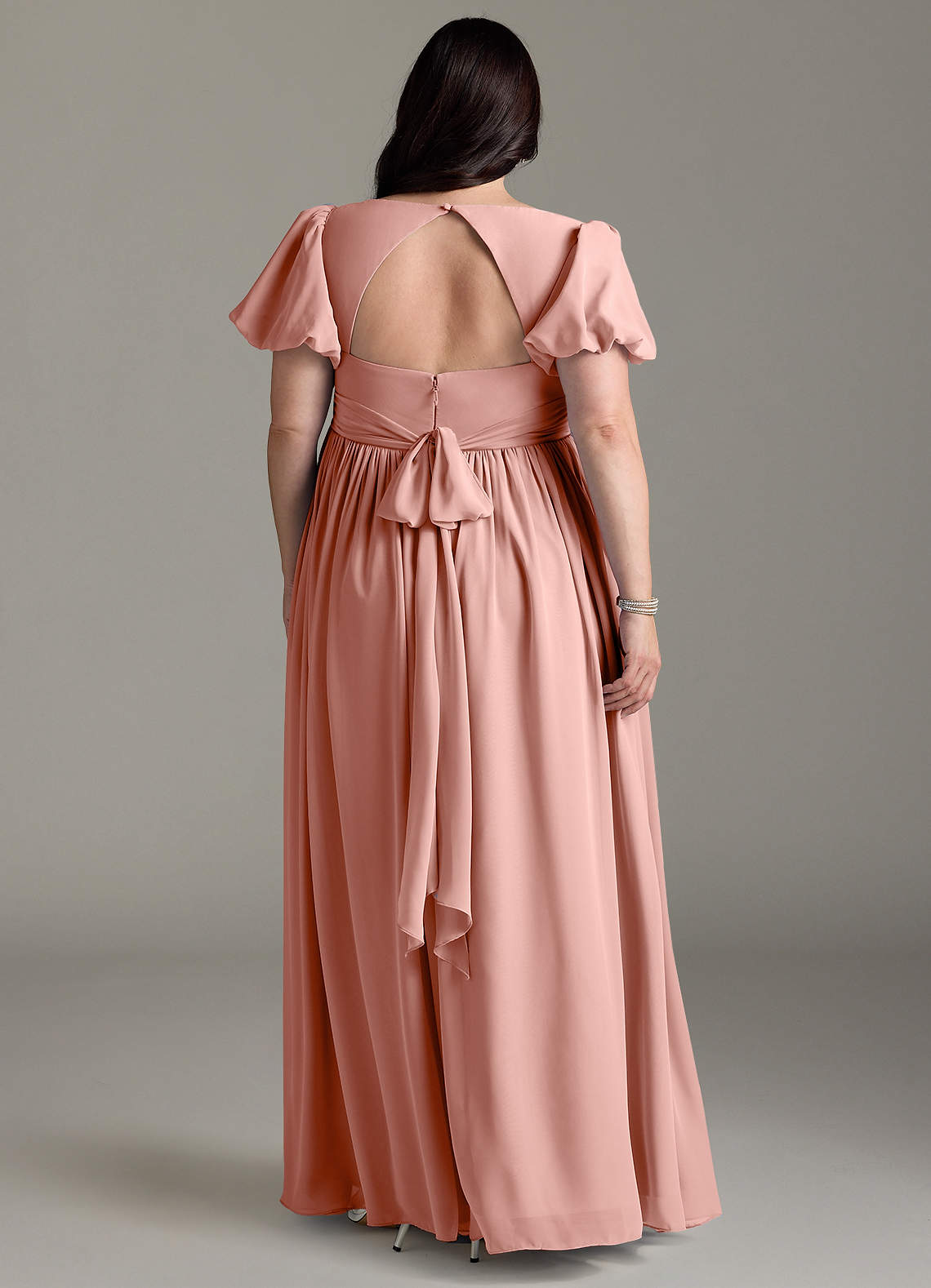 Azazie Madisynn Brudepigekjoler til gravide Sløjfe Chiffon Gulv-længde Kjole image5