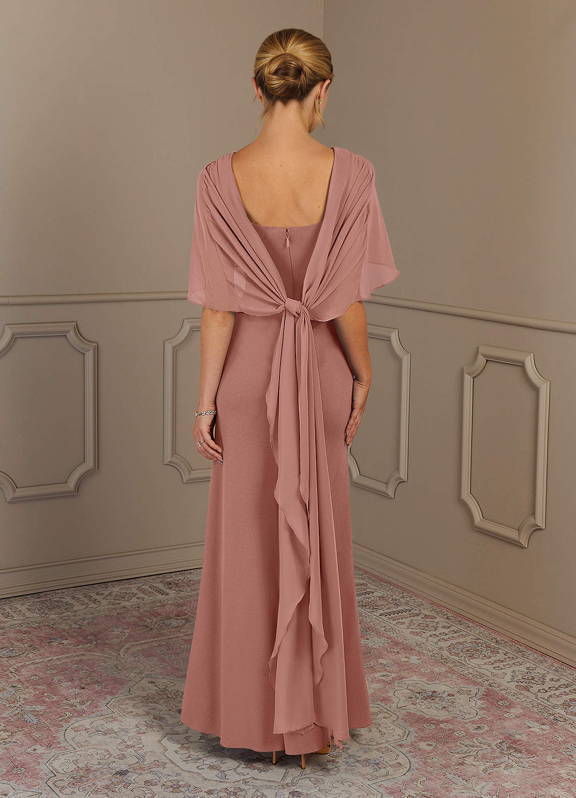 Azazie Dion Mother of the Bride Dresses Dusty Rose Sheath Scoop Stretch Crepe Dress image5