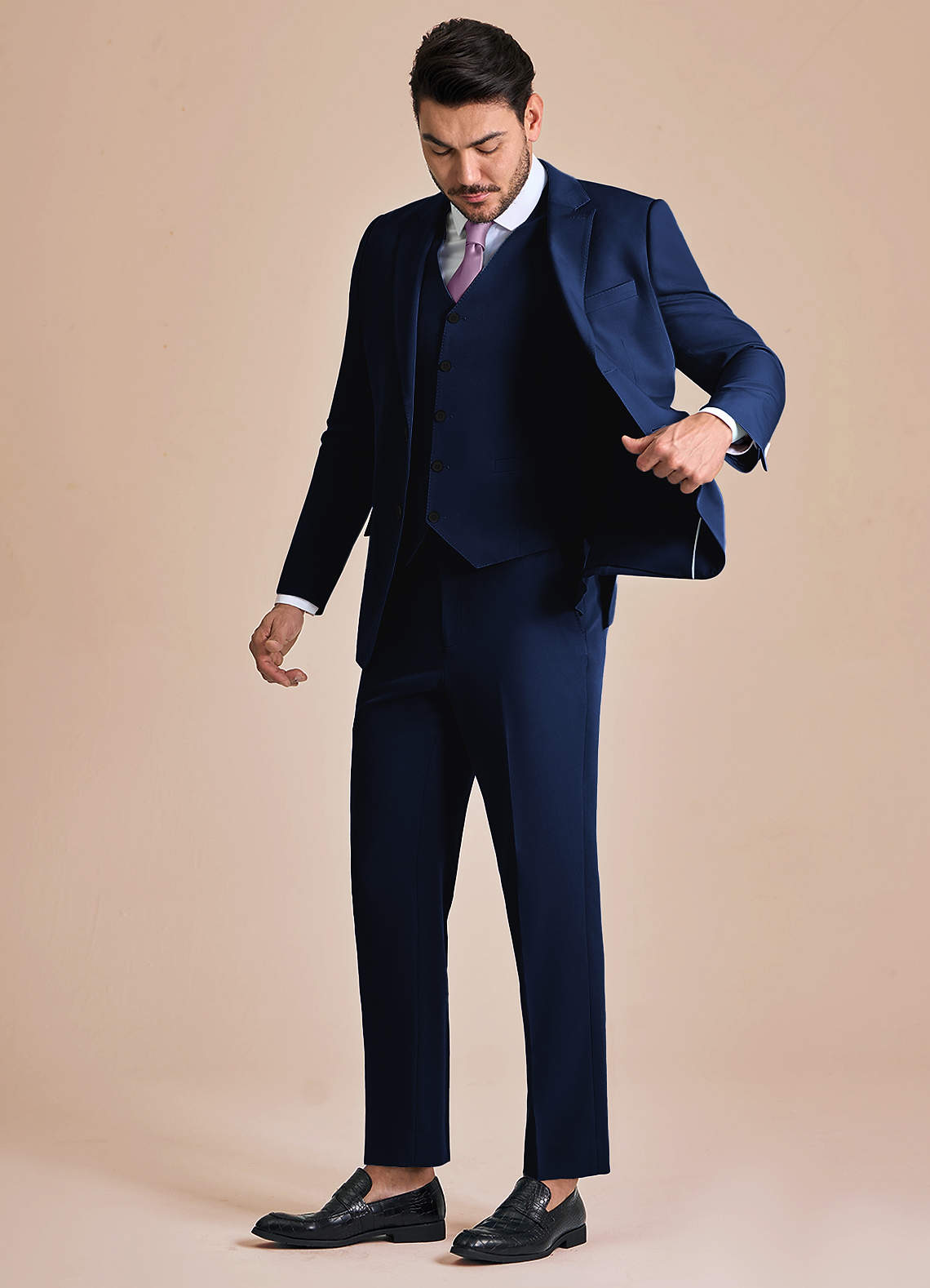 front James Blue Structured Stretch 3-piece suit
