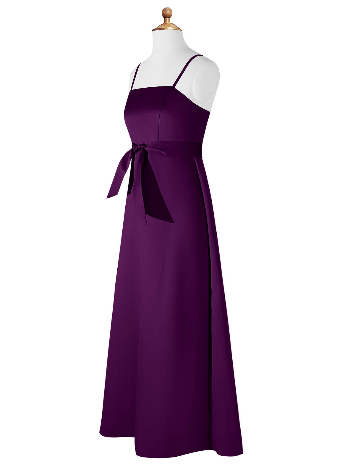 Strapless Satin A Line Bow Grape Purple Prom Dress