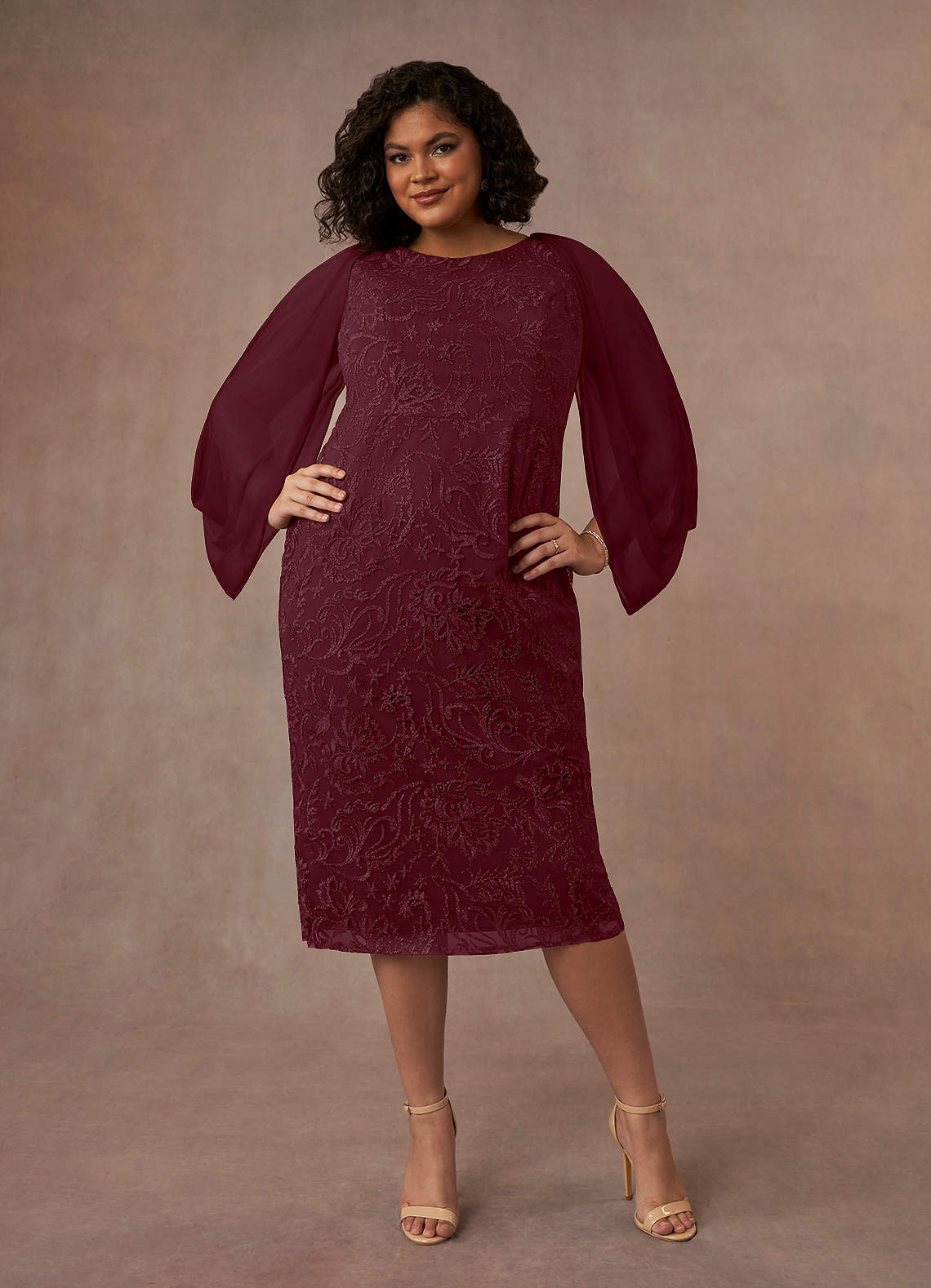 Azazie Mya Mother of the Bride Dresses Cabernet Sheath Scoop lace Lace Dress image5